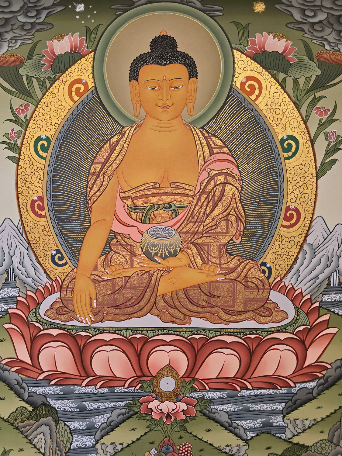 Shakyamuni Buddha Thangka – Masterpiece Hand-Painted Tibetan Buddhist Art | Wisdom, Compassion & Meditation Wall Decor