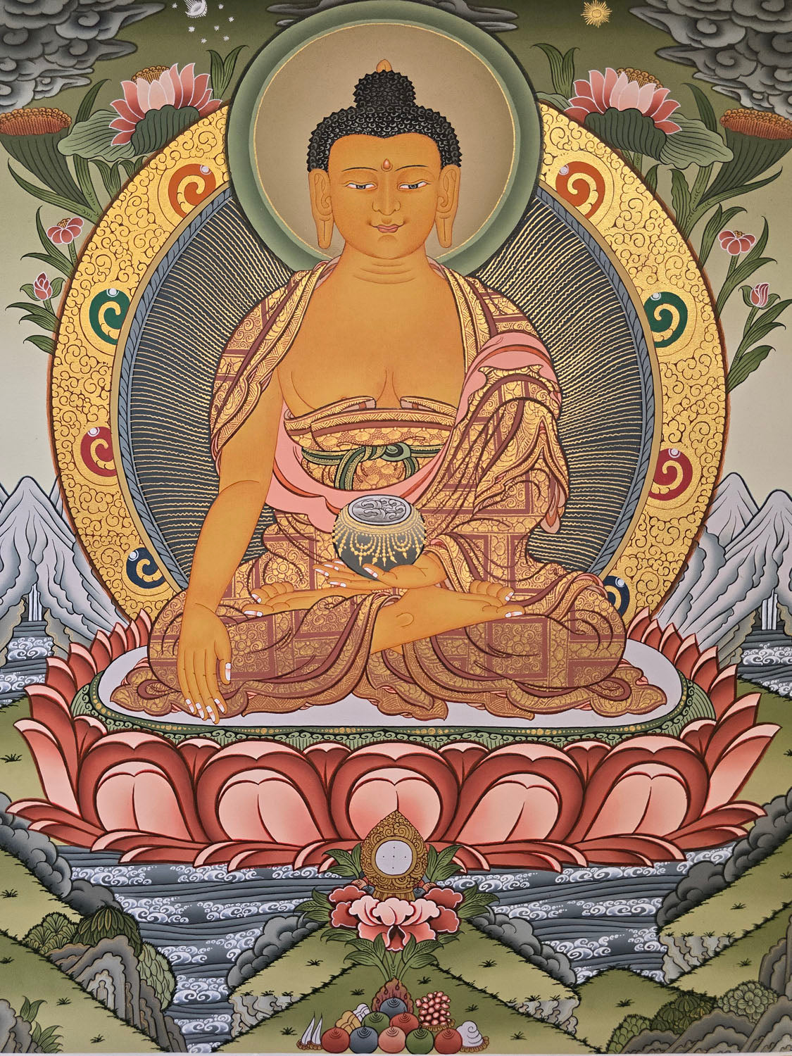Shakyamuni Buddha Thangka – Masterpiece Hand-Painted Tibetan Buddhist Art | Wisdom, Compassion & Meditation Wall Decor