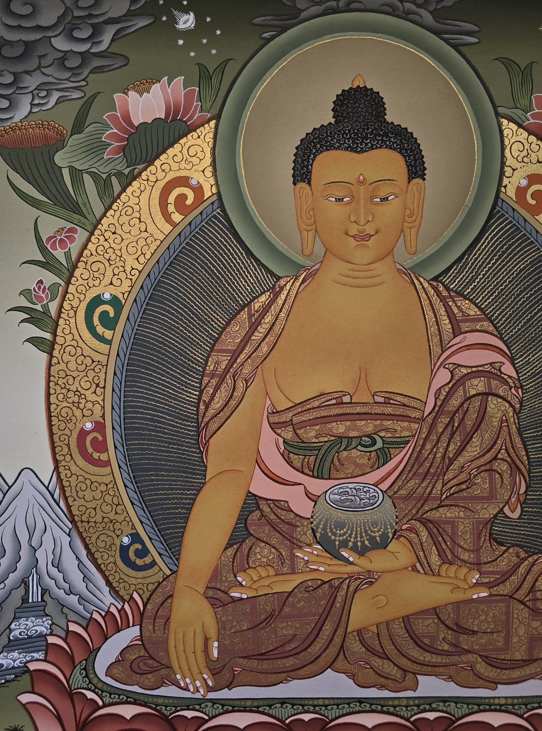 Shakyamuni Buddha Thangka – Masterpiece Hand-Painted Tibetan Buddhist Art | Wisdom, Compassion & Meditation Wall Decor
