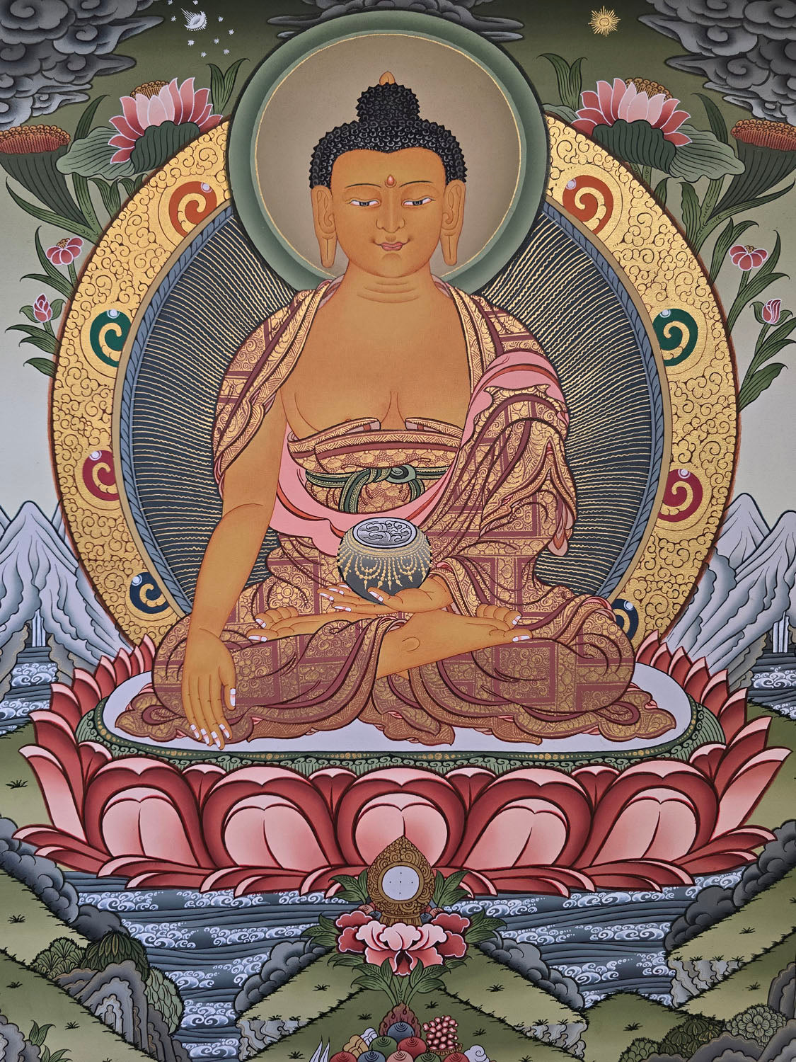 Shakyamuni Buddha Thangka – Masterpiece Hand-Painted Tibetan Buddhist Art | Wisdom, Compassion & Meditation Wall Decor