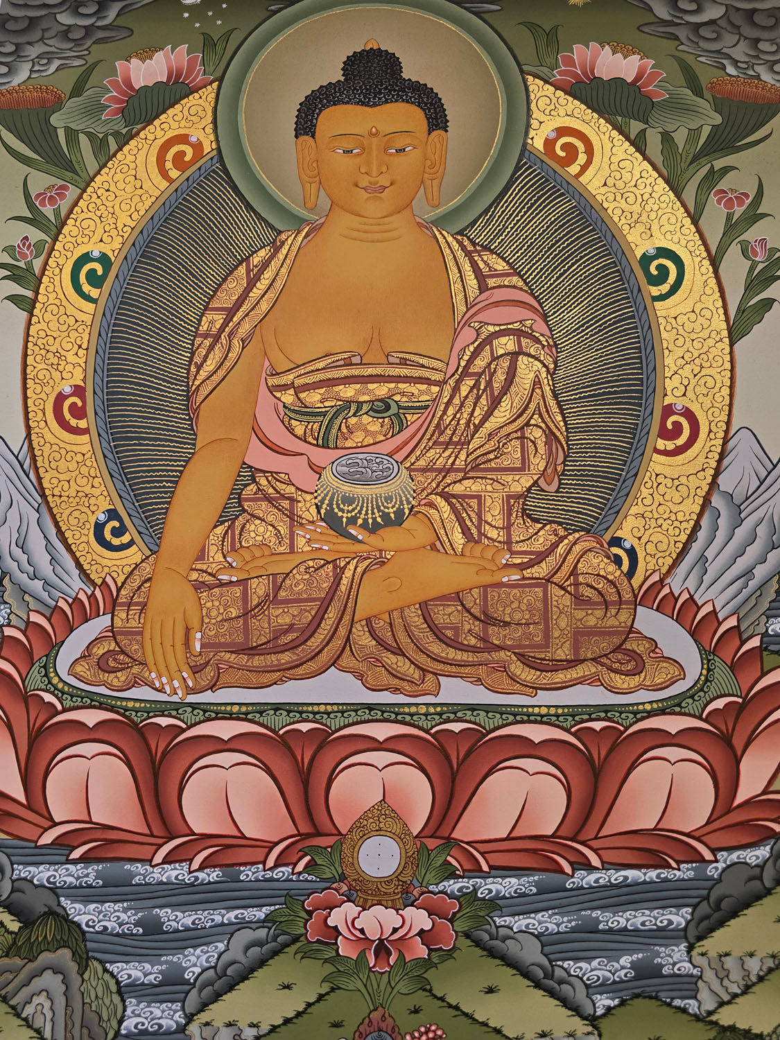 Shakyamuni Buddha Thangka – Masterpiece Hand-Painted Tibetan Buddhist Art | Wisdom, Compassion & Meditation Wall Decor
