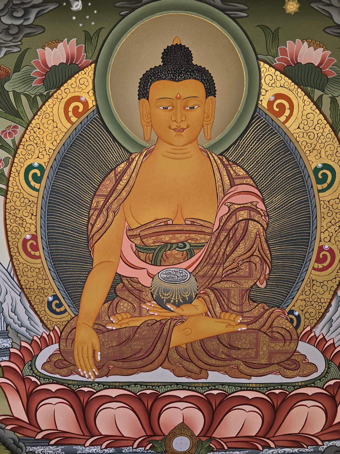 Shakyamuni Buddha Thangka – Masterpiece Hand-Painted Tibetan Buddhist Art | Wisdom, Compassion & Meditation Wall Decor