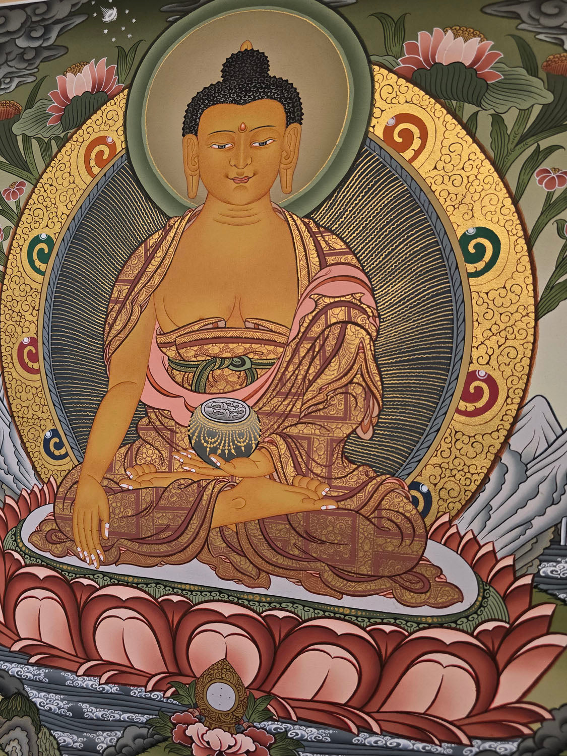 Shakyamuni Buddha Thangka – Masterpiece Hand-Painted Tibetan Buddhist Art | Wisdom, Compassion & Meditation Wall Decor