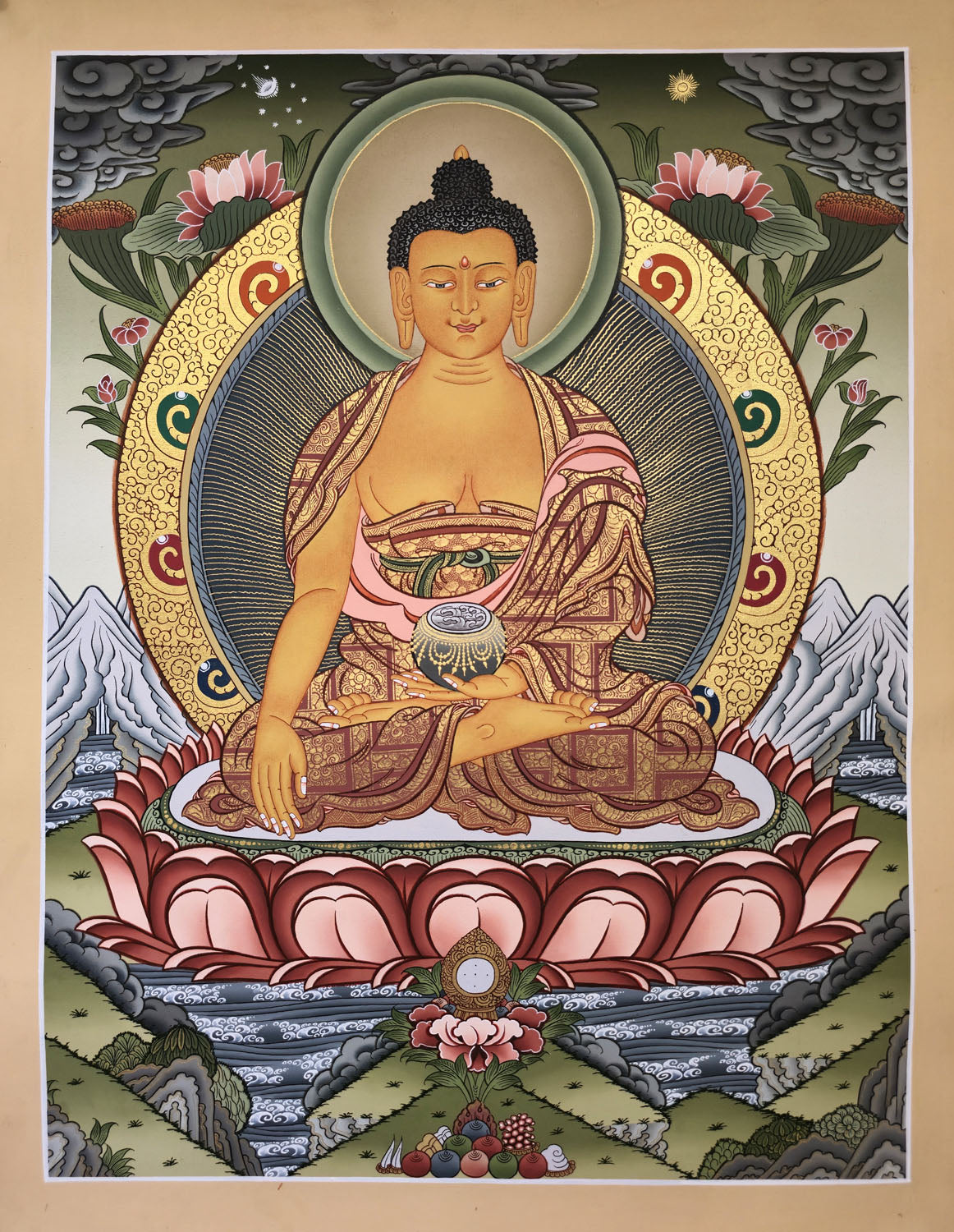 Shakyamuni Buddha Thangka – Masterpiece Hand-Painted Tibetan Buddhist Art | Wisdom, Compassion & Meditation Wall Decor