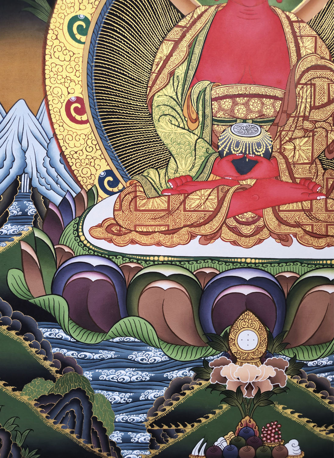 Amitabha Buddha Thangka – Masterpiece Hand-Painted Tibetan Buddhist Art | Compassion, Pure Land & Meditation Wall Decor