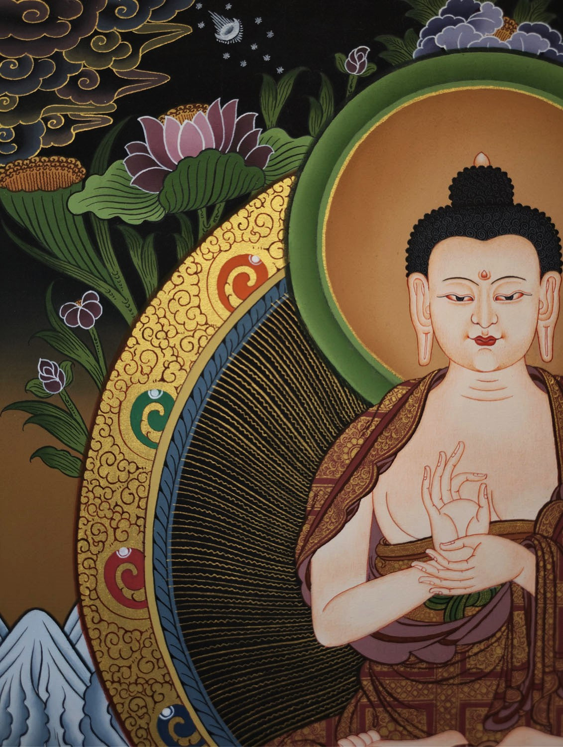 Vairochana Buddha Thangka – Masterpiece Hand-Painted Tibetan Buddhist Art | Wisdom, Purification & Meditation Wall Decor