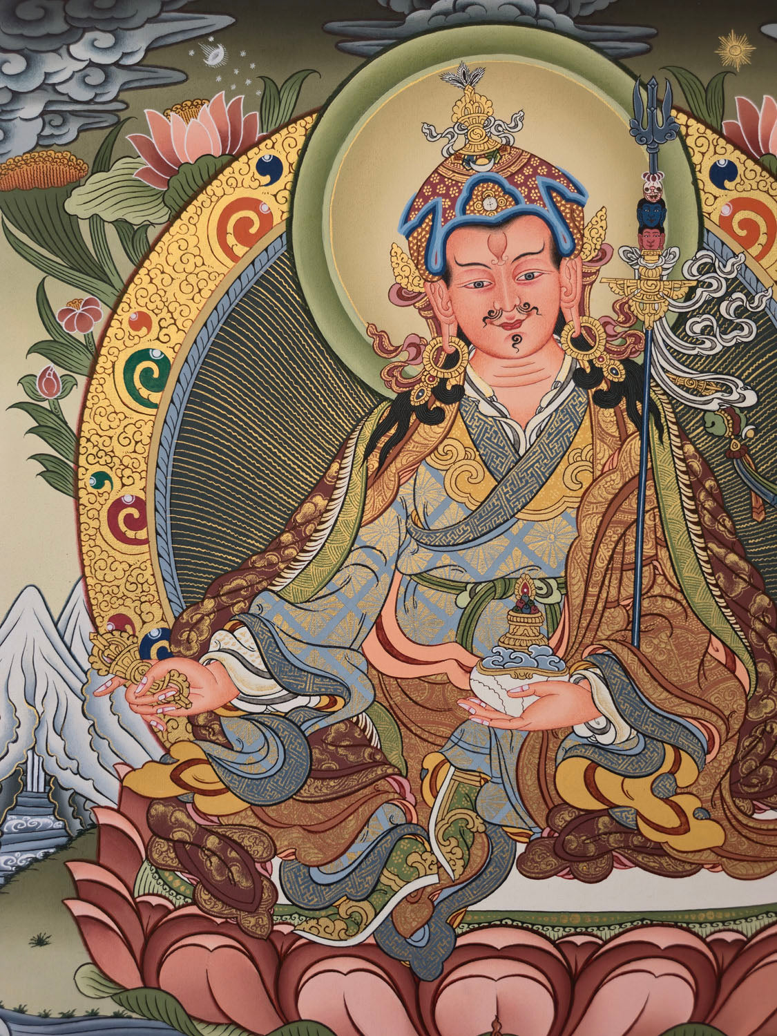 Guru Rinpoche Thangka – Masterpiece Hand-Painted Tibetan Buddhist Art | Protection, Wisdom & Spiritual Transformation