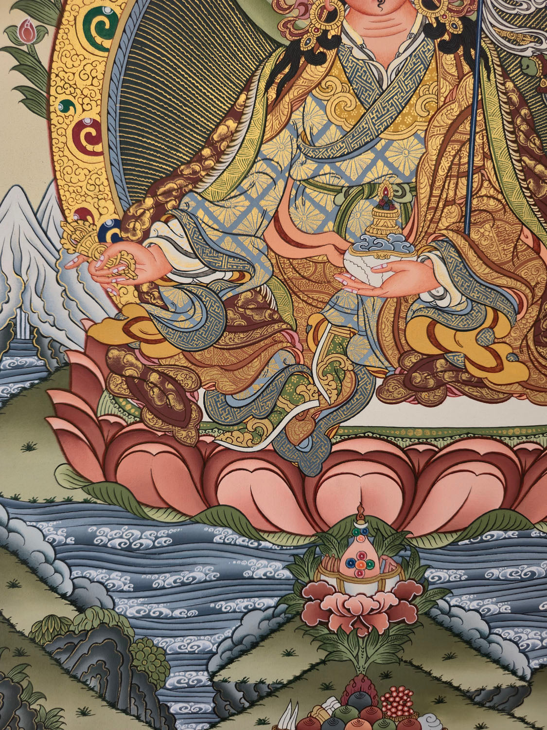 Guru Rinpoche Thangka – Masterpiece Hand-Painted Tibetan Buddhist Art | Protection, Wisdom & Spiritual Transformation