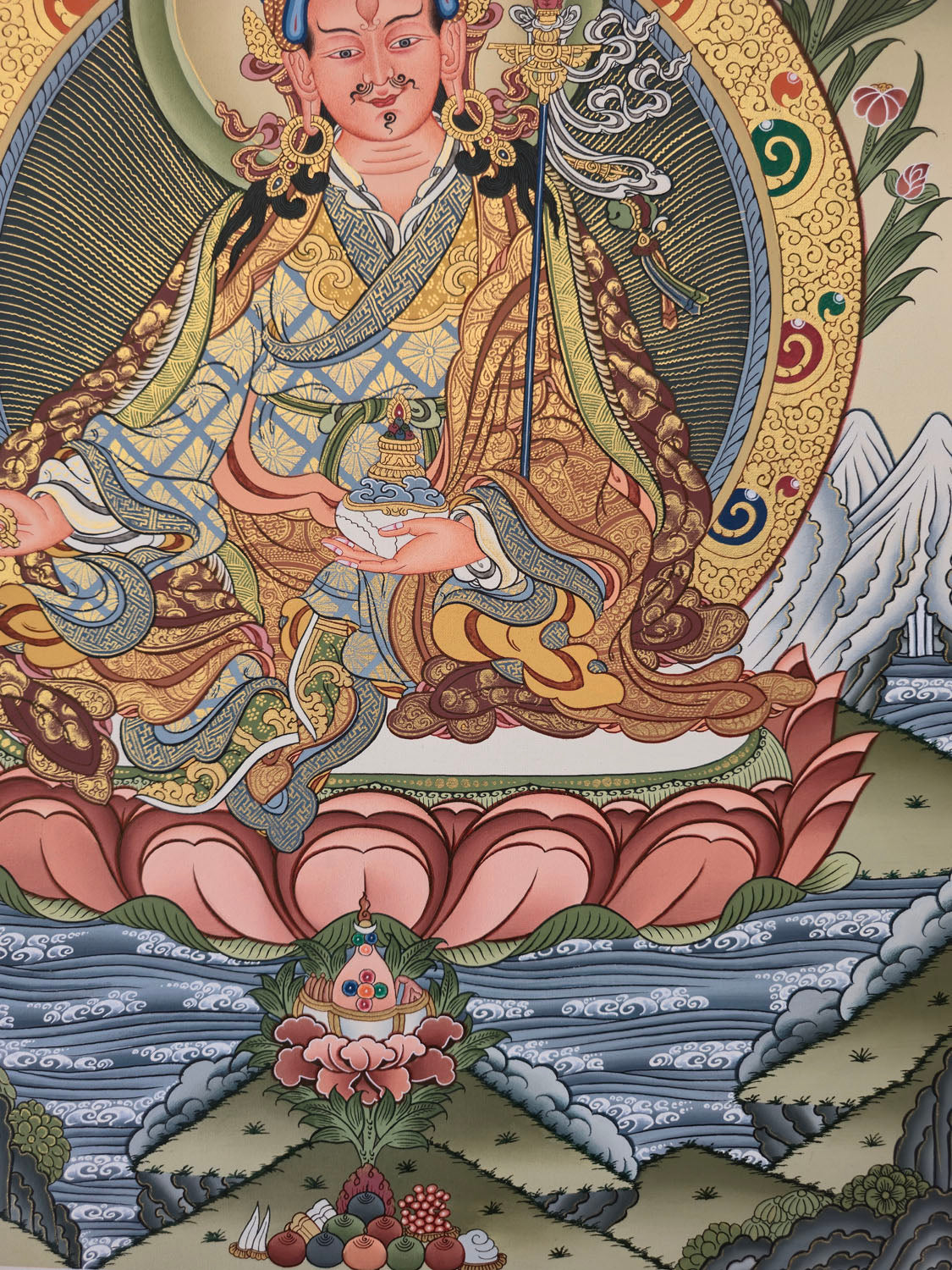 Guru Rinpoche Thangka – Masterpiece Hand-Painted Tibetan Buddhist Art | Protection, Wisdom & Spiritual Transformation
