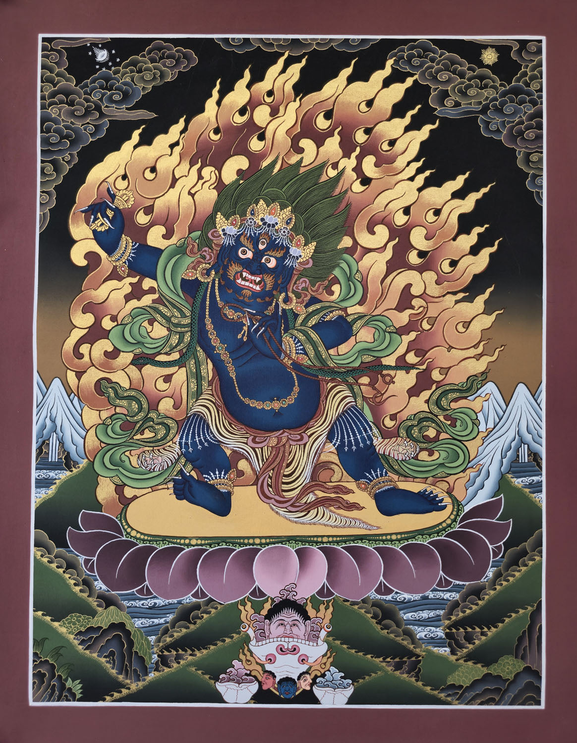 Vajrapani Thangka – Masterpiece Hand-Painted Tibetan Buddhist Art | Strength, Protection & Spiritual Power Wall Decor