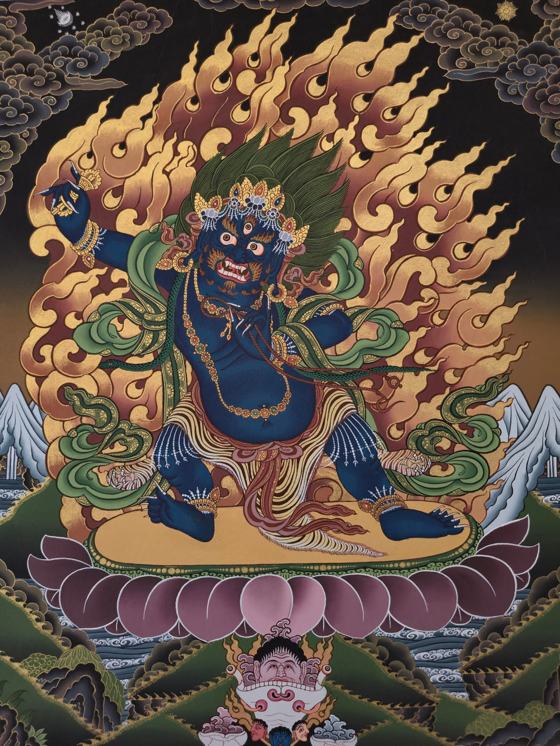 Vajrapani Thangka – Masterpiece Hand-Painted Tibetan Buddhist Art | Strength, Protection & Spiritual Power Wall Decor
