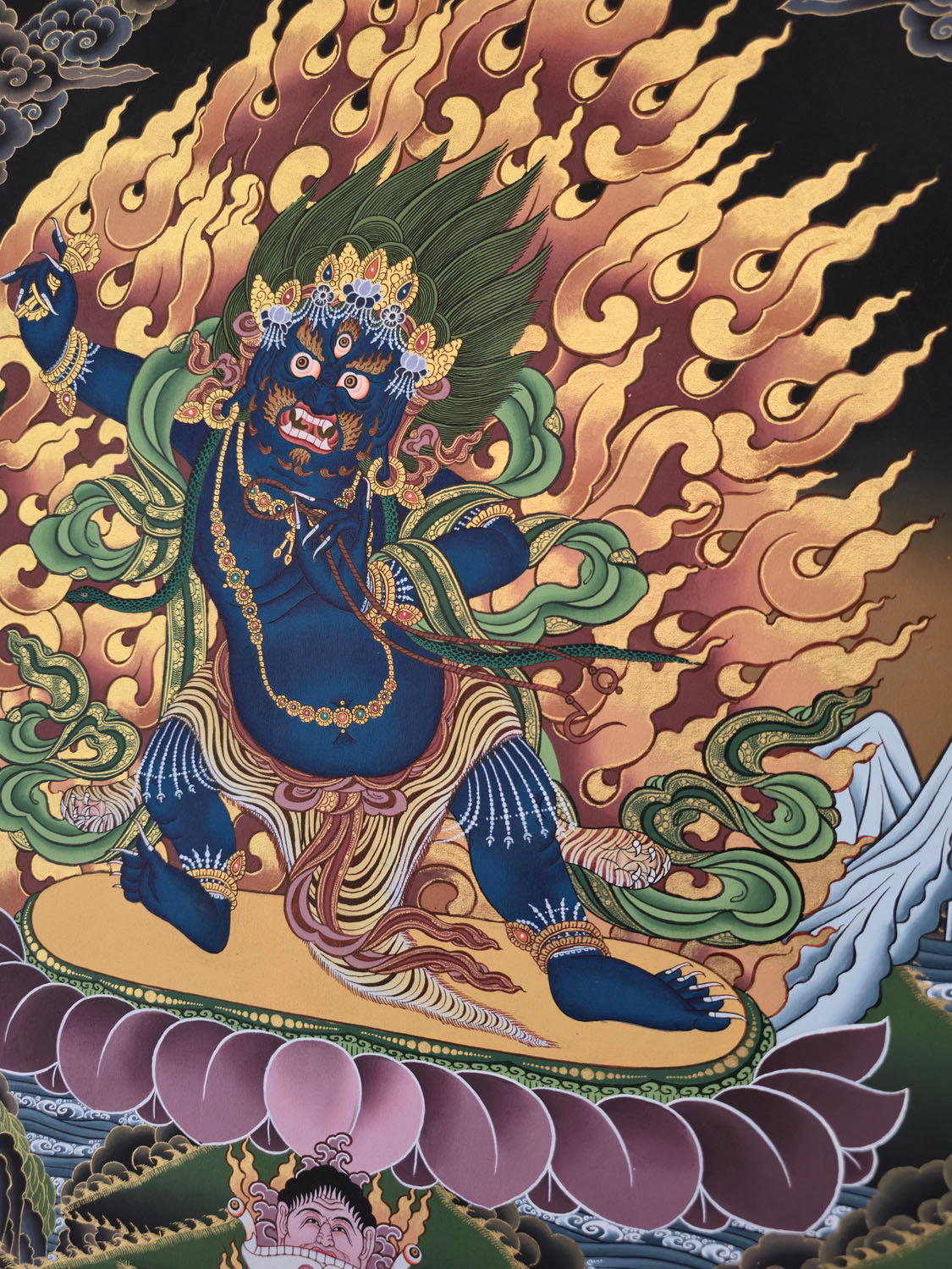 Vajrapani Thangka – Masterpiece Hand-Painted Tibetan Buddhist Art | Strength, Protection & Spiritual Power Wall Decor