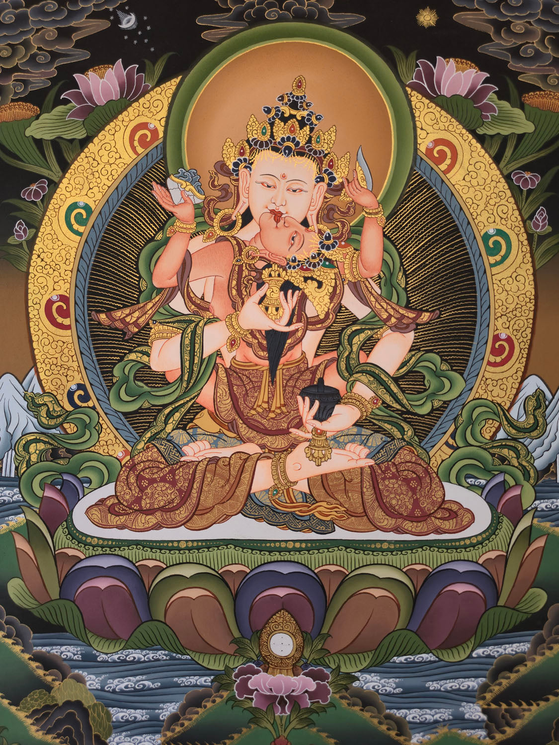 Vajrasattva Shakti Thangka – Masterpiece Hand-Painted Tibetan Buddhist Art | One-of-a-Kind Purification & Wisdom Artwork