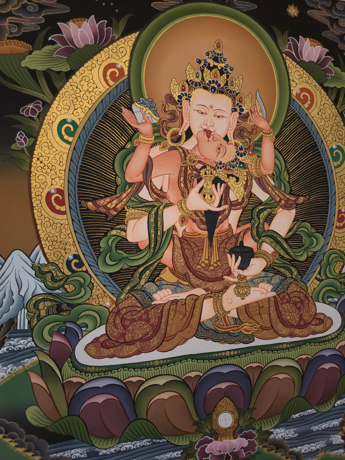 Vajrasattva Shakti Thangka – Masterpiece Hand-Painted Tibetan Buddhist Art | One-of-a-Kind Purification & Wisdom Artwork