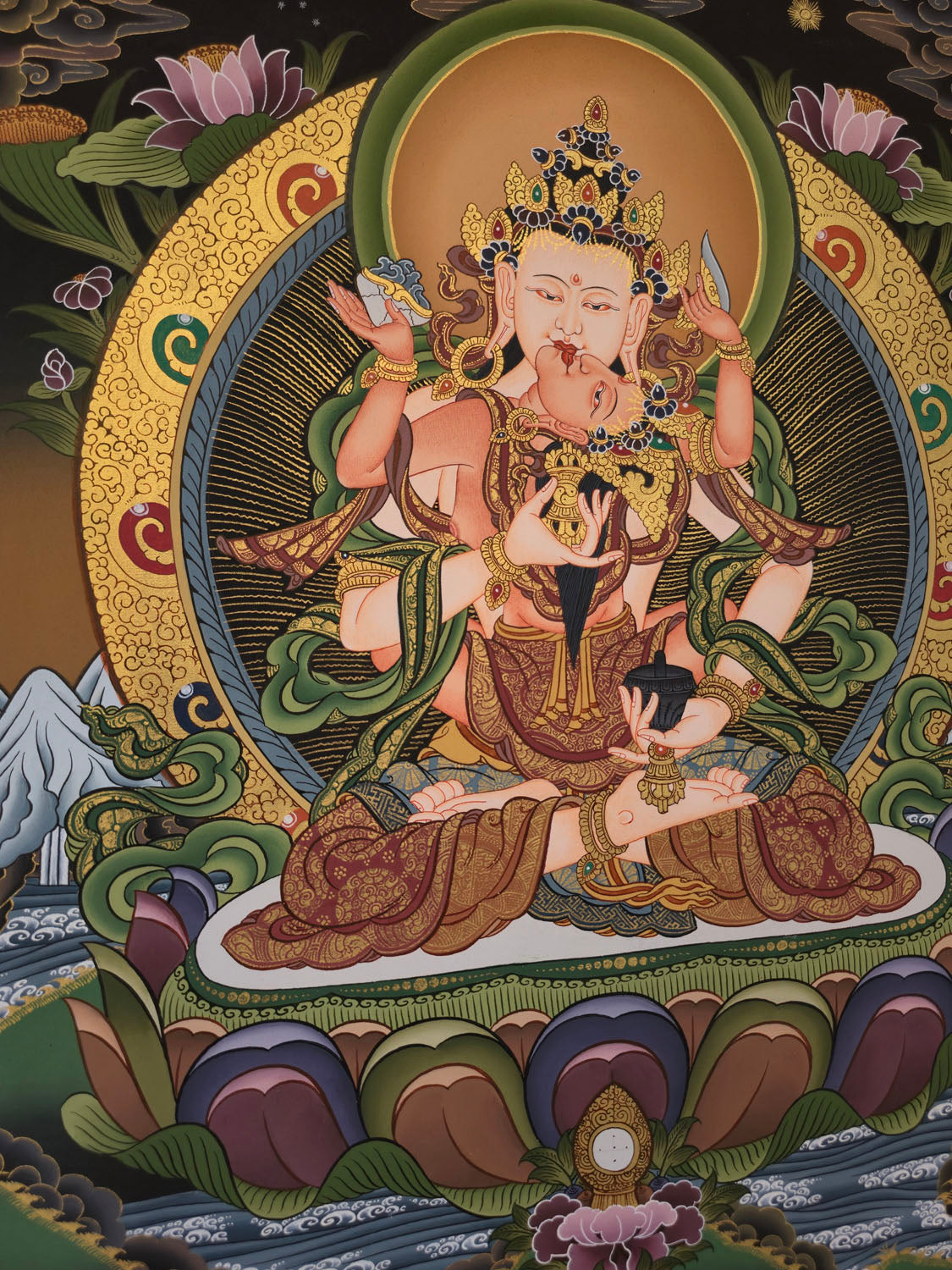 Vajrasattva Shakti Thangka – Masterpiece Hand-Painted Tibetan Buddhist Art | One-of-a-Kind Purification & Wisdom Artwork
