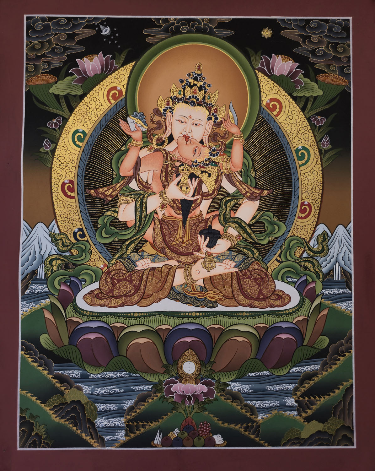Vajrasattva Shakti Thangka – Masterpiece Hand-Painted Tibetan Buddhist Art | One-of-a-Kind Purification & Wisdom Artwork