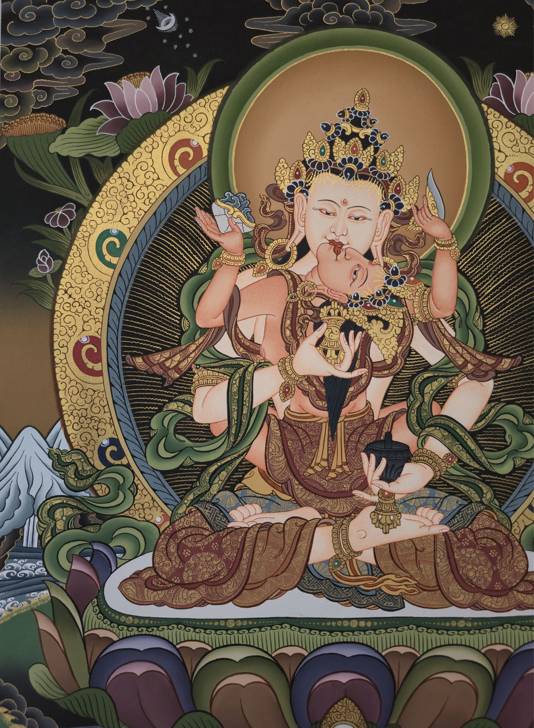 Vajrasattva Shakti Thangka – Masterpiece Hand-Painted Tibetan Buddhist Art | One-of-a-Kind Purification & Wisdom Artwork