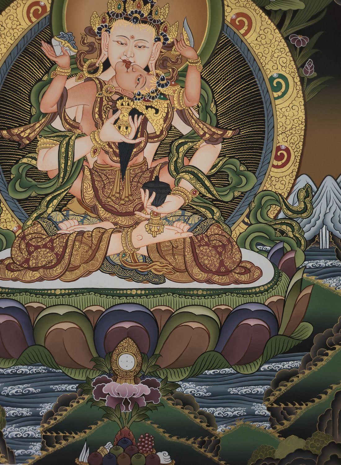 Vajrasattva Shakti Thangka – Masterpiece Hand-Painted Tibetan Buddhist Art | One-of-a-Kind Purification & Wisdom Artwork