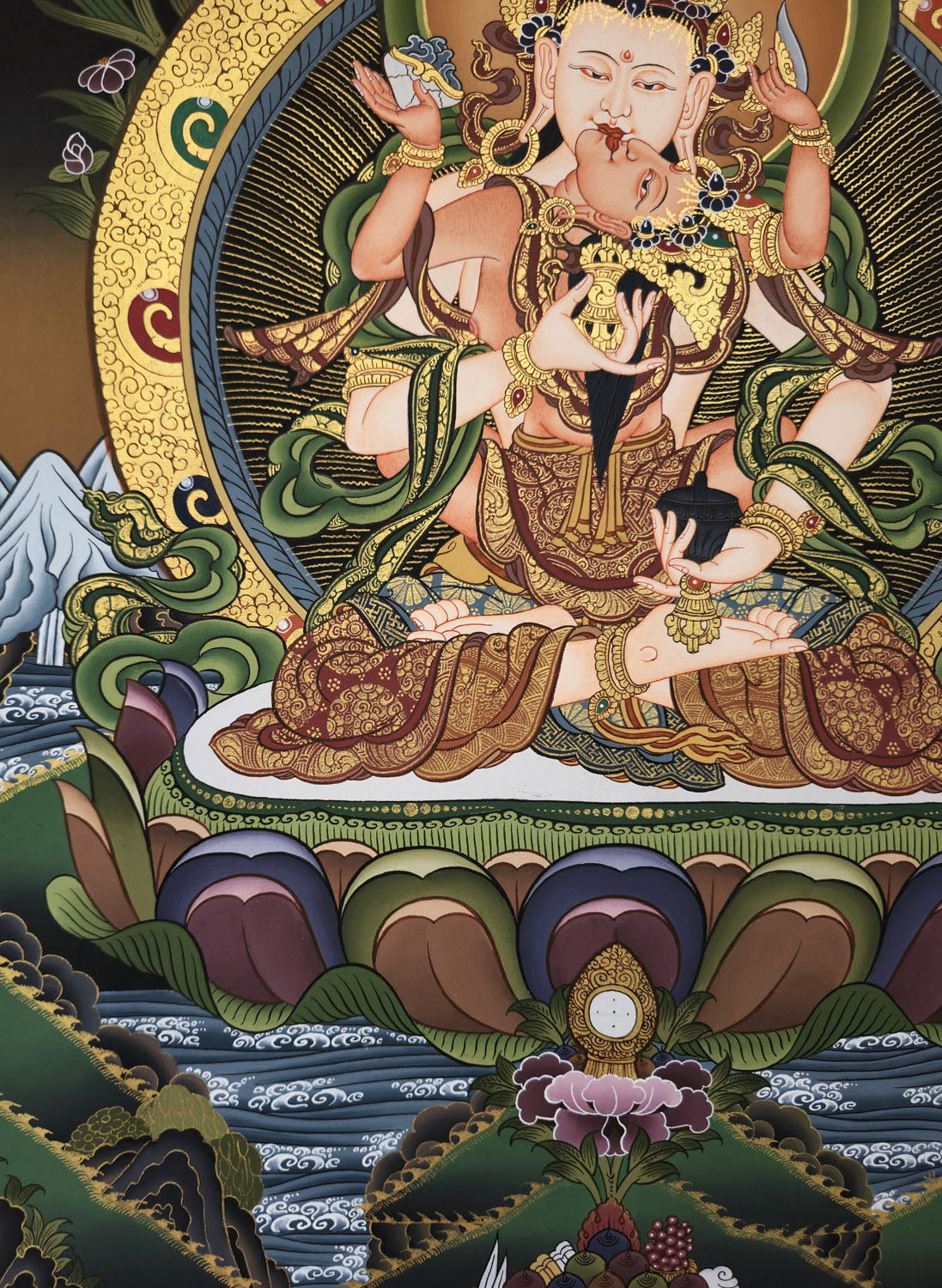 Vajrasattva Shakti Thangka – Masterpiece Hand-Painted Tibetan Buddhist Art | One-of-a-Kind Purification & Wisdom Artwork