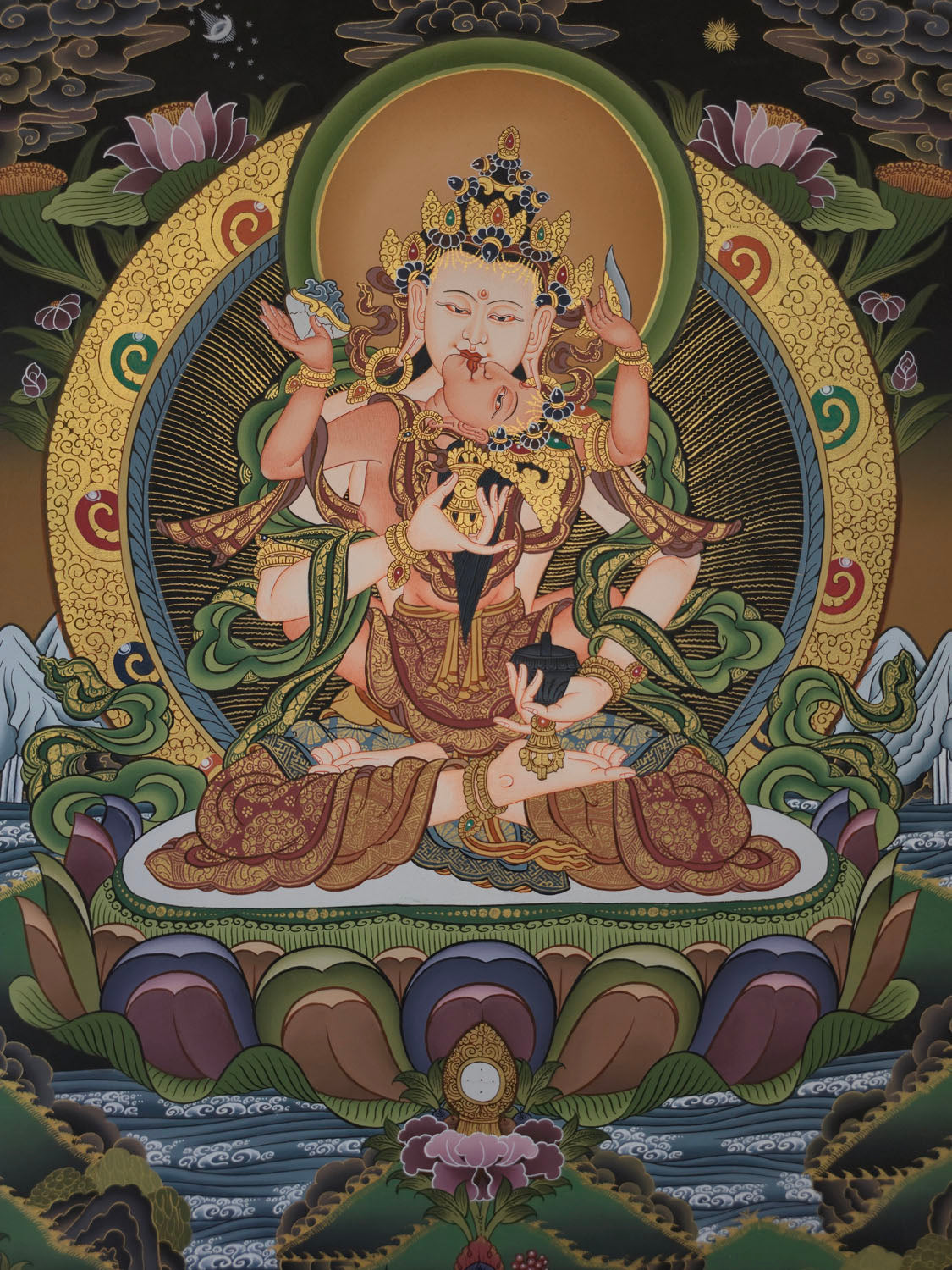 Vajrasattva Shakti Thangka – Masterpiece Hand-Painted Tibetan Buddhist Art | One-of-a-Kind Purification & Wisdom Artwork