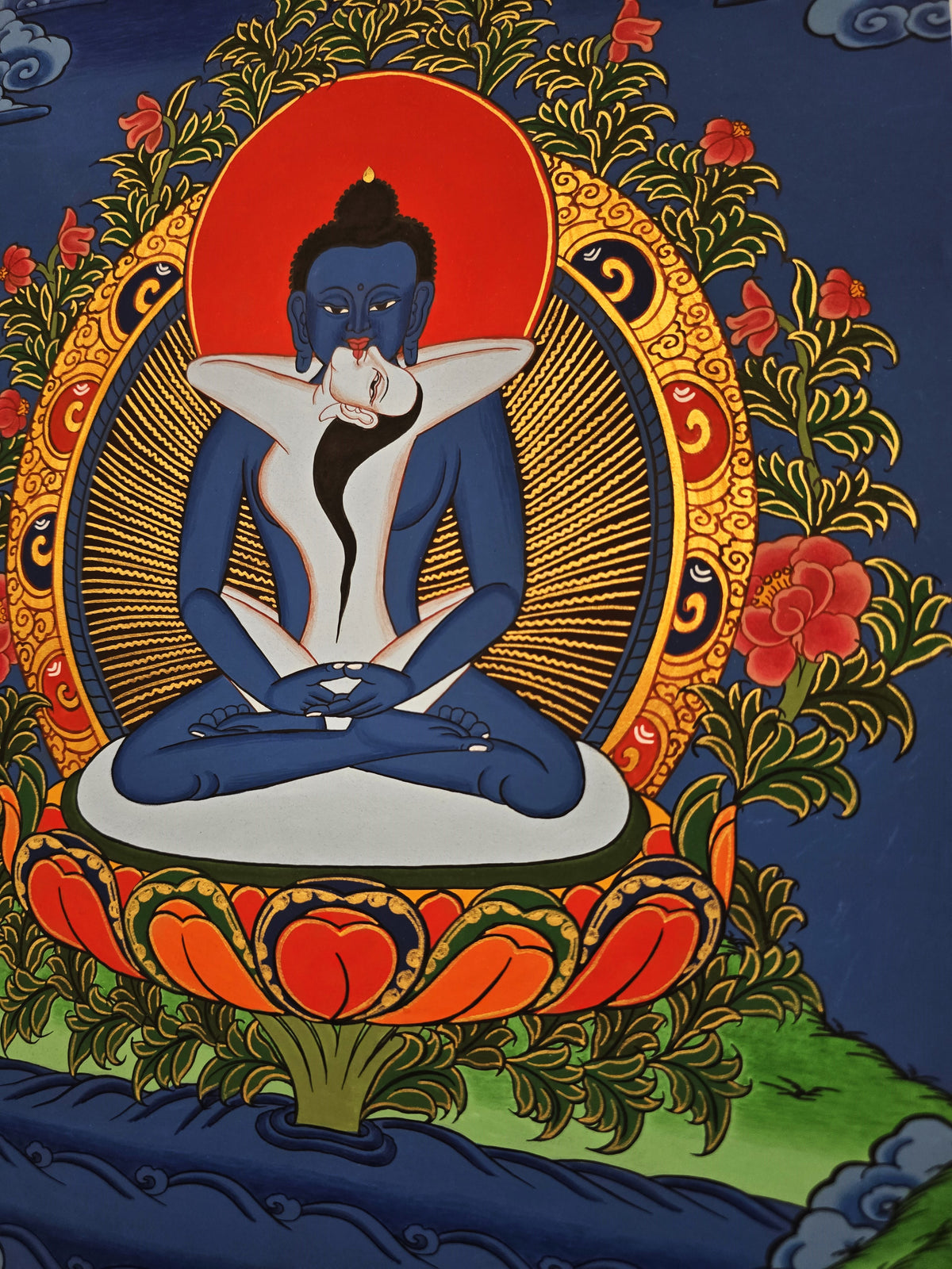 Buddha Shakti Thangka – Hand-Painted Tibetan Buddhist Art | Sacred Union, Wisdom & Compassion Wall Decor