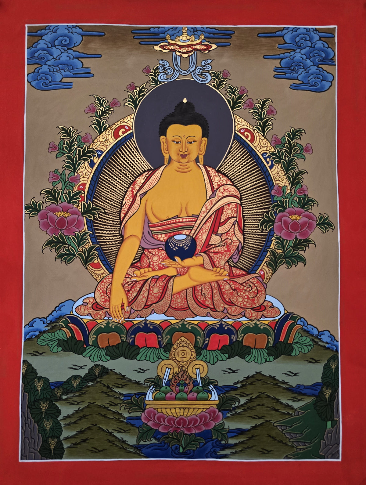 Shakyamuni Buddha Thangka – Hand-Painted Tibetan Buddhist Art | Meditation, Wisdom & Peace Wall Decor