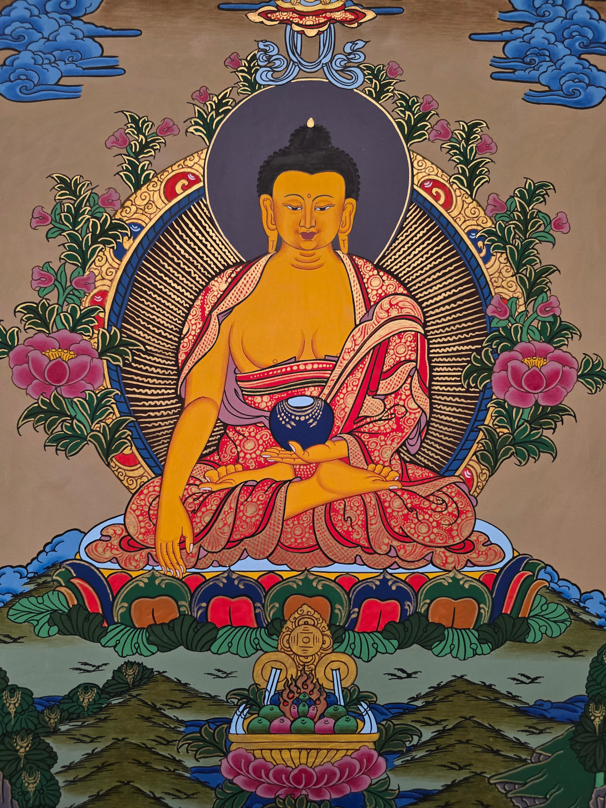 Shakyamuni Buddha Thangka – Hand-Painted Tibetan Buddhist Art | Meditation, Wisdom & Peace Wall Decor
