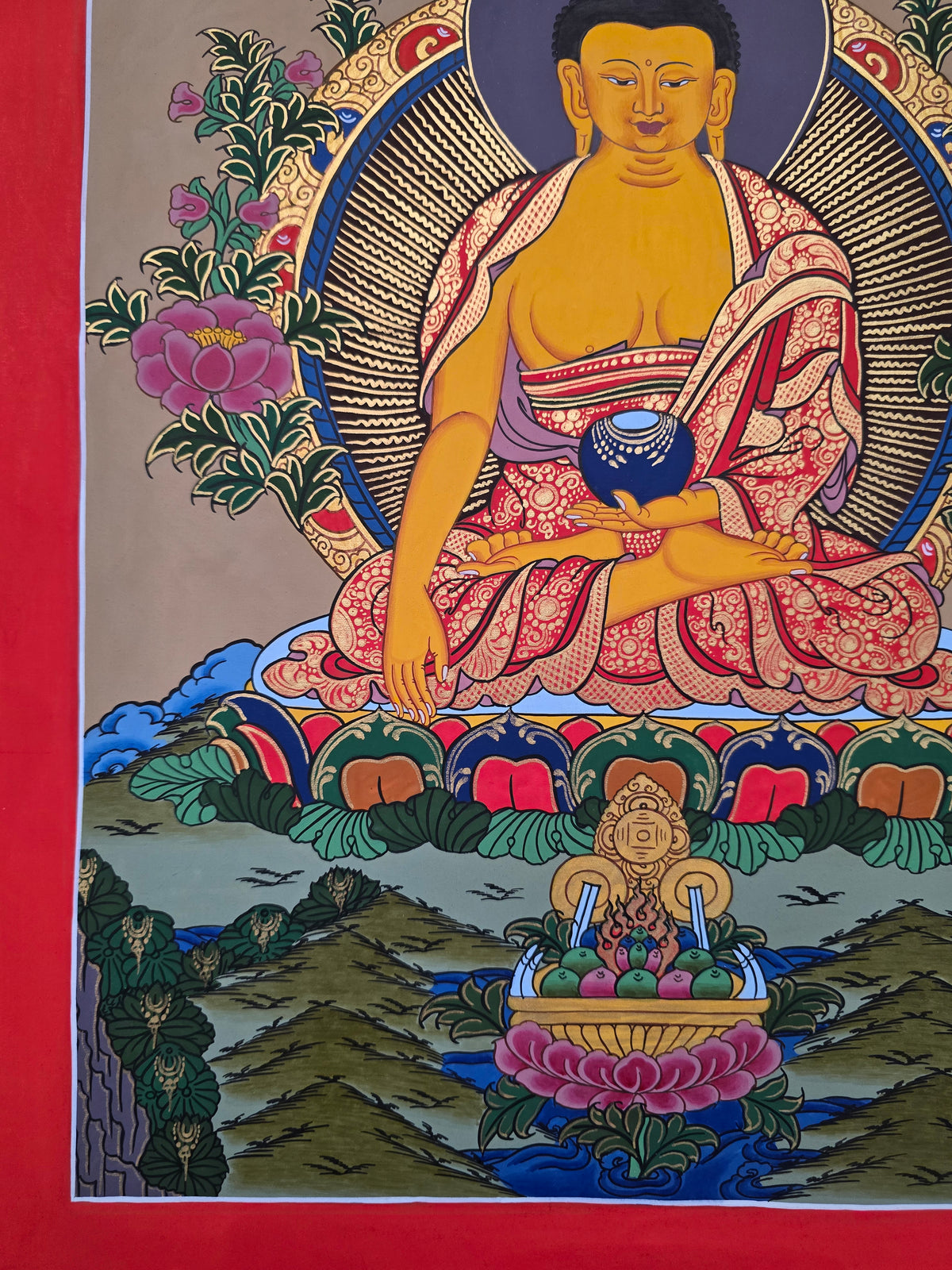 Shakyamuni Buddha Thangka – Hand-Painted Tibetan Buddhist Art | Meditation, Wisdom & Peace Wall Decor