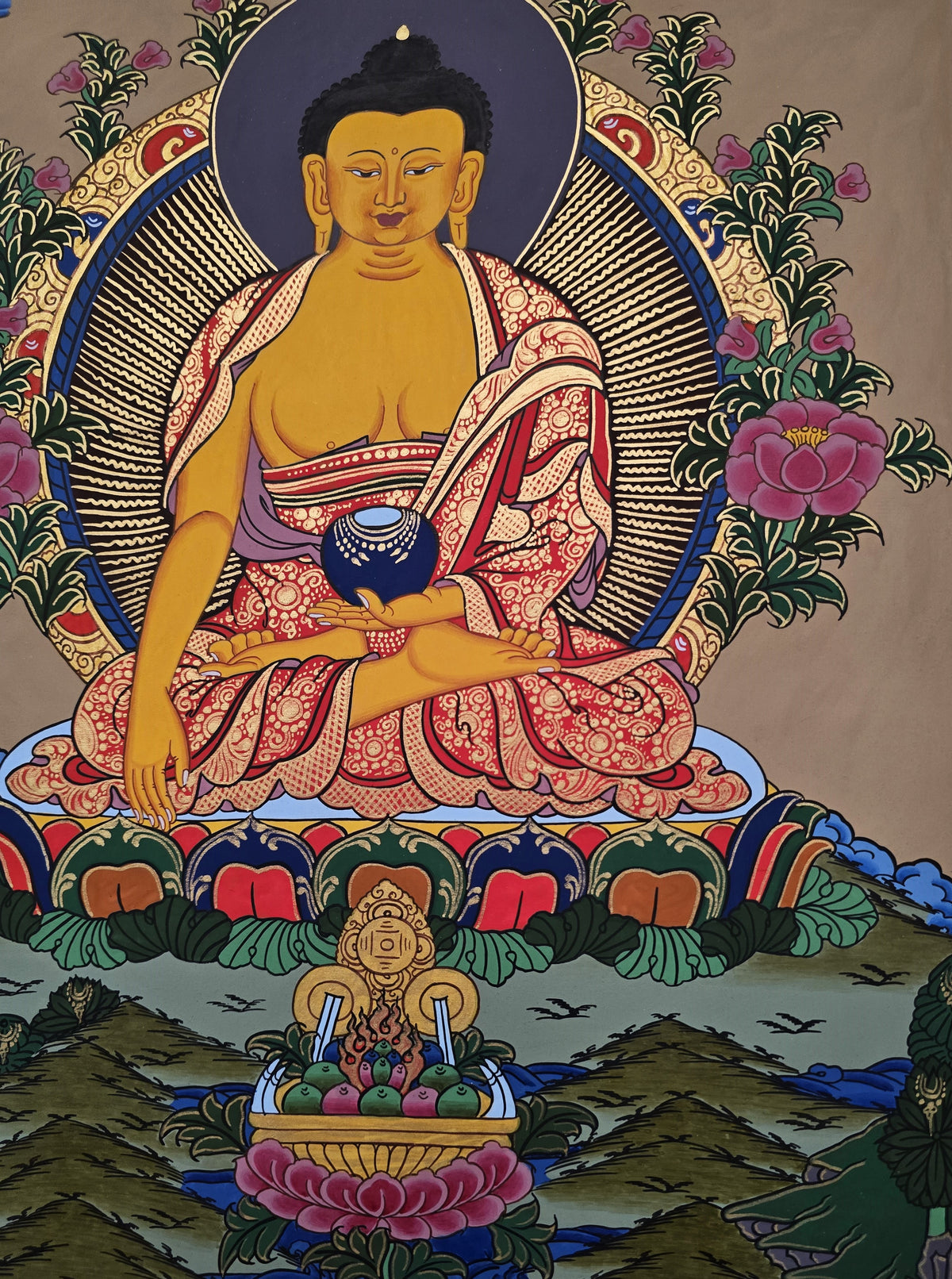 Shakyamuni Buddha Thangka – Hand-Painted Tibetan Buddhist Art | Meditation, Wisdom & Peace Wall Decor