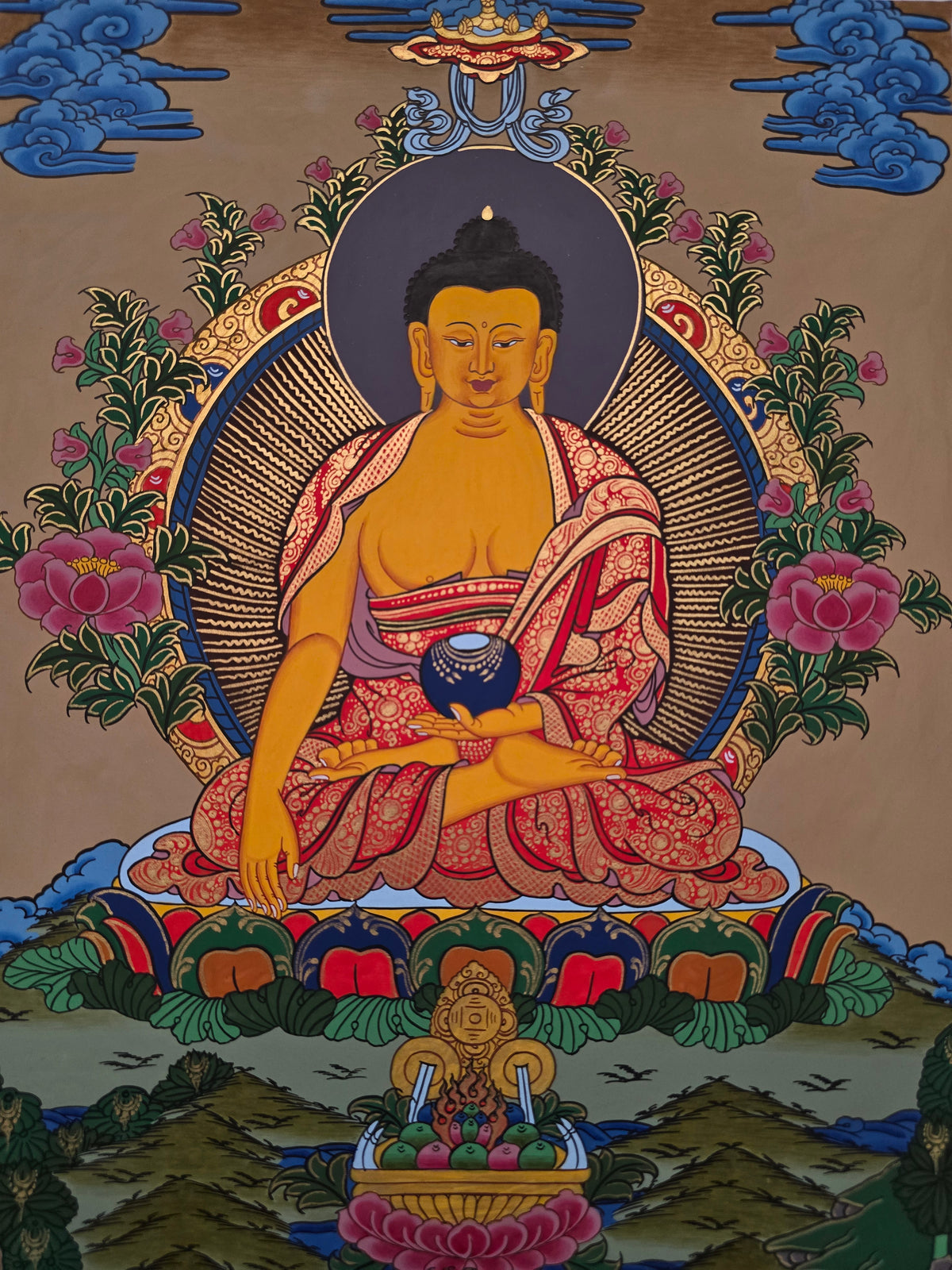 Shakyamuni Buddha Thangka – Hand-Painted Tibetan Buddhist Art | Meditation, Wisdom & Peace Wall Decor