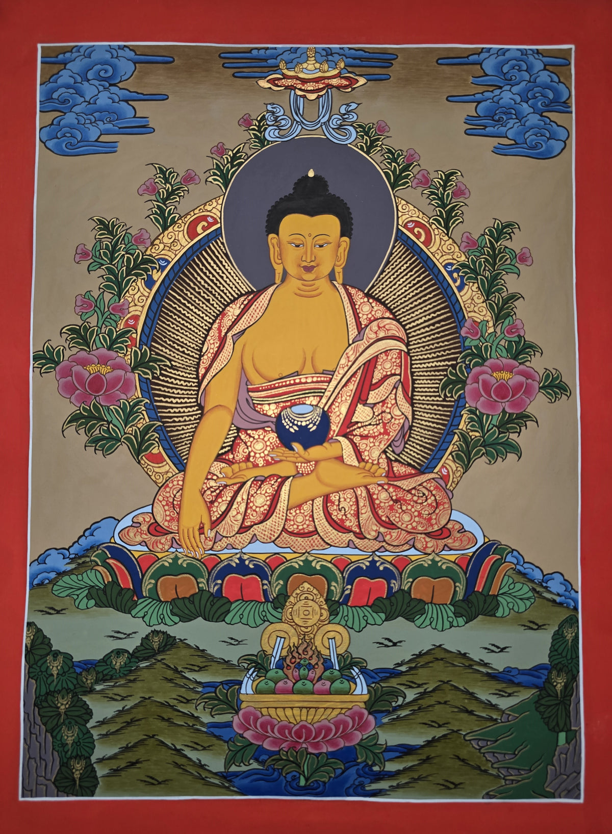 Shakyamuni Buddha Thangka – Hand-Painted Tibetan Buddhist Art | Meditation, Wisdom & Peace Wall Decor