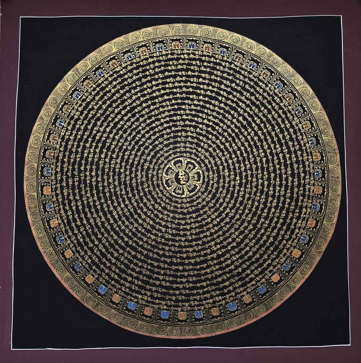 Guru Rinpoche Mantra Mandala | Hand-Painted Fine Thangka | Sacred Buddhist Art from Nepal
