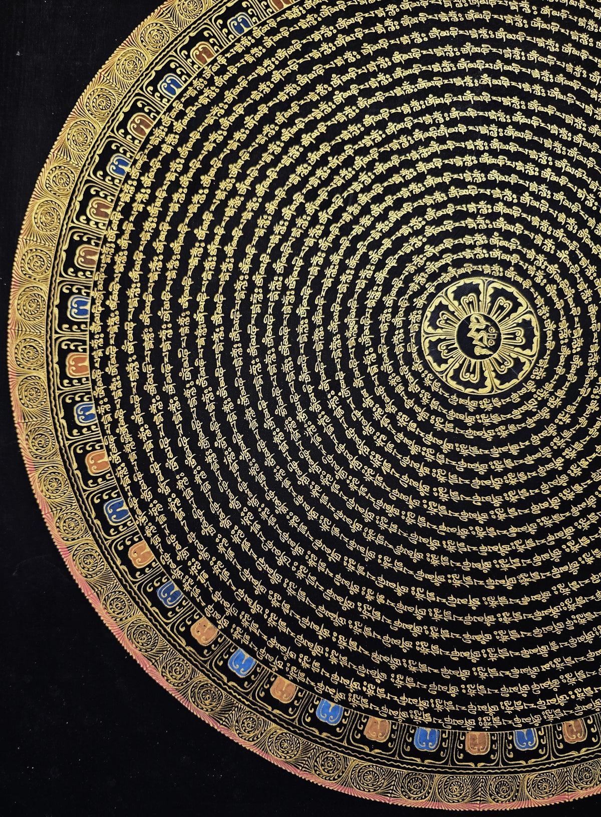 Guru Rinpoche Mantra Mandala | Hand-Painted Fine Thangka | Sacred Buddhist Art from Nepal