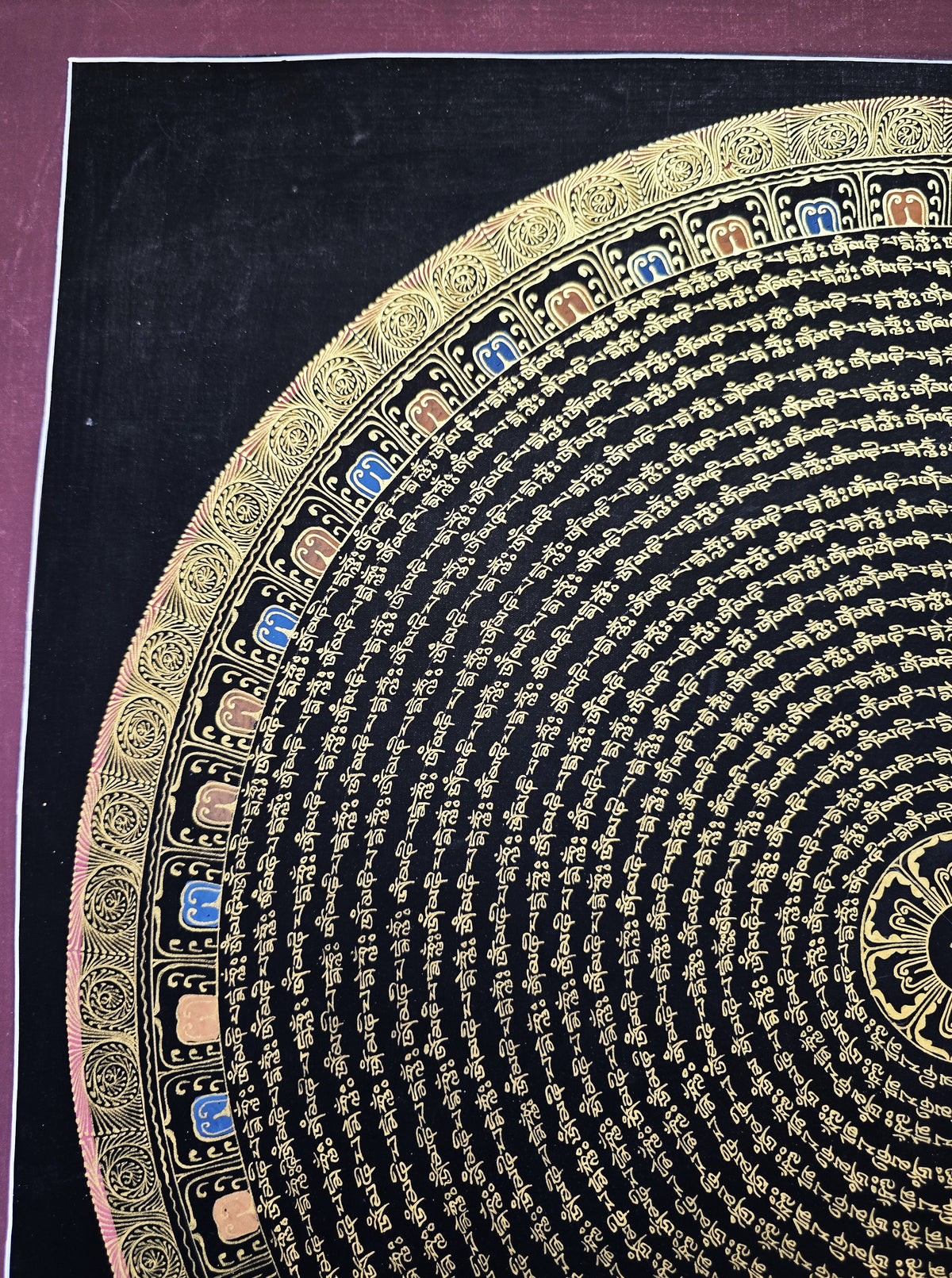 Guru Rinpoche Mantra Mandala | Hand-Painted Fine Thangka | Sacred Buddhist Art from Nepal