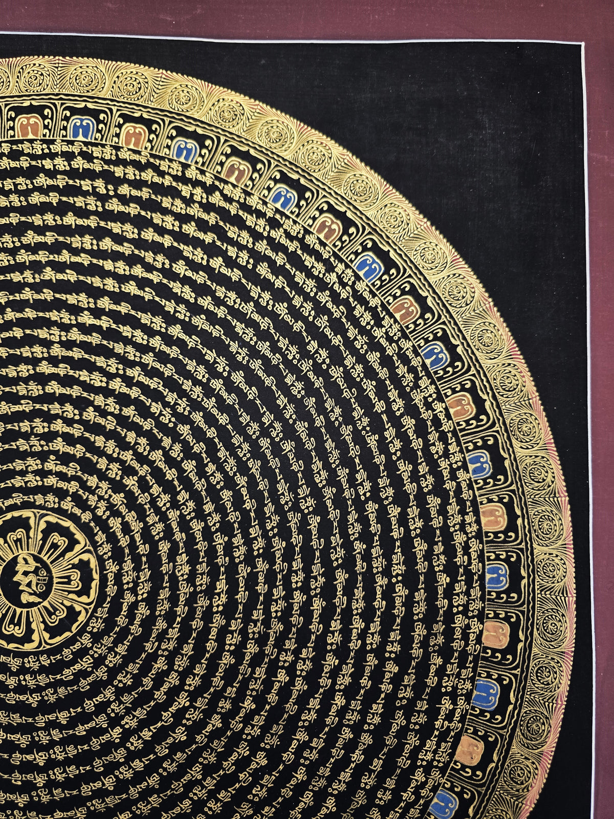 Guru Rinpoche Mantra Mandala | Hand-Painted Fine Thangka | Sacred Buddhist Art from Nepal