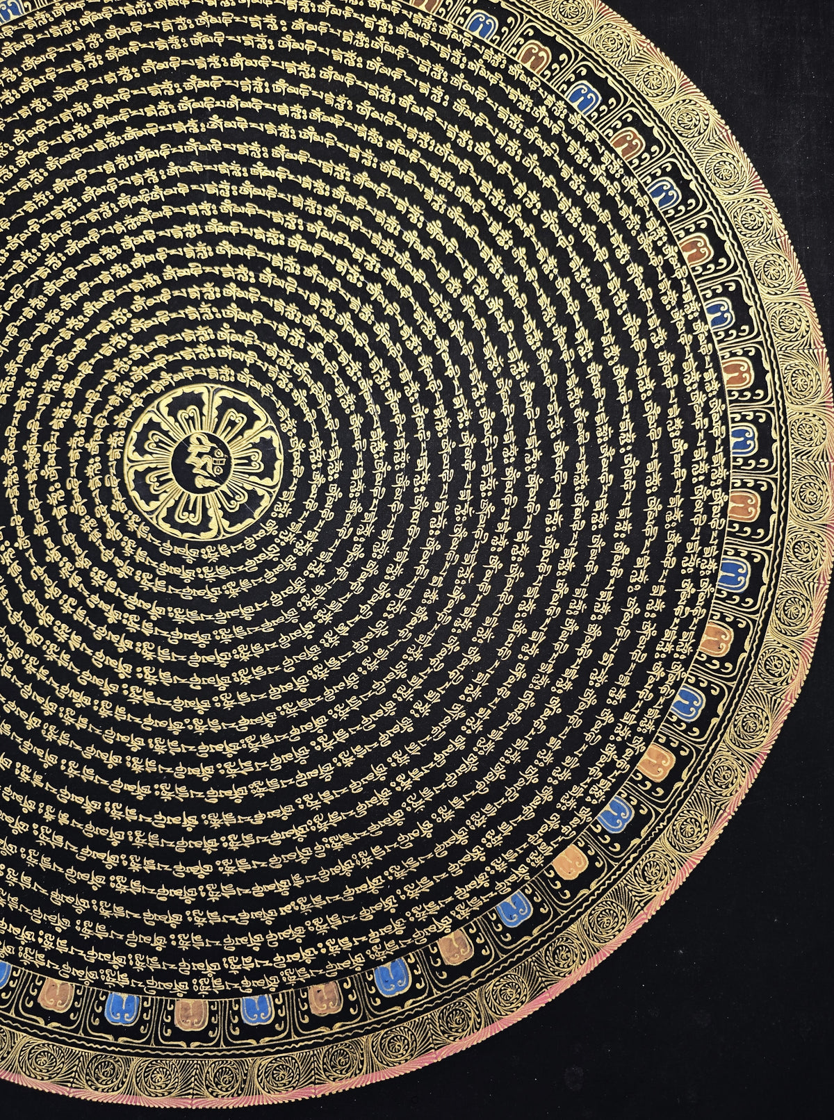Guru Rinpoche Mantra Mandala | Hand-Painted Fine Thangka | Sacred Buddhist Art from Nepal
