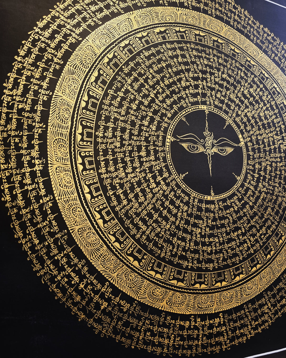 Buddha Eye Om Mantra Hand-Painted Om Mantra Mandala Thangka