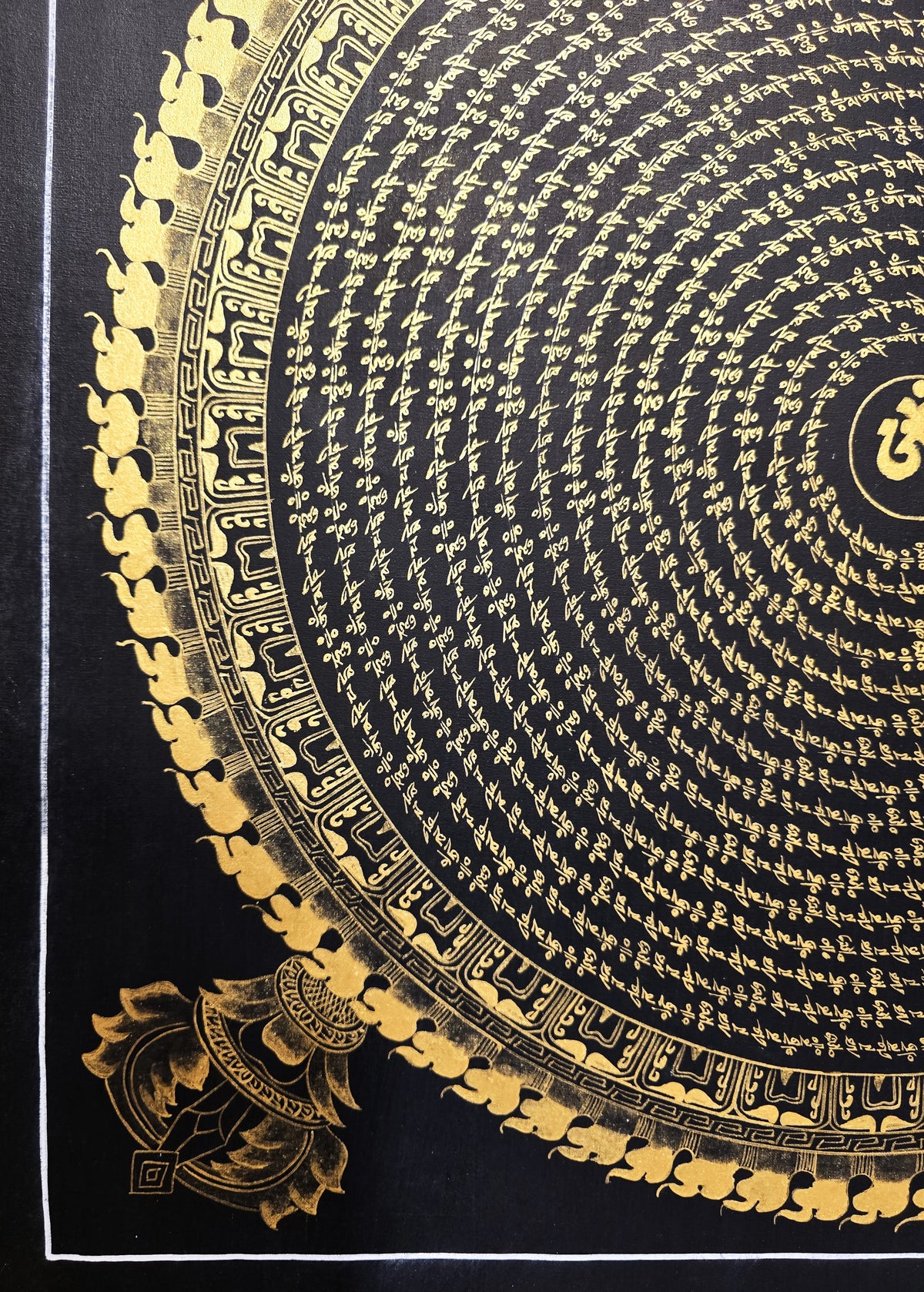 Original Hand-Painted Om Mani Padme Hum Mantra Mandala Thangka