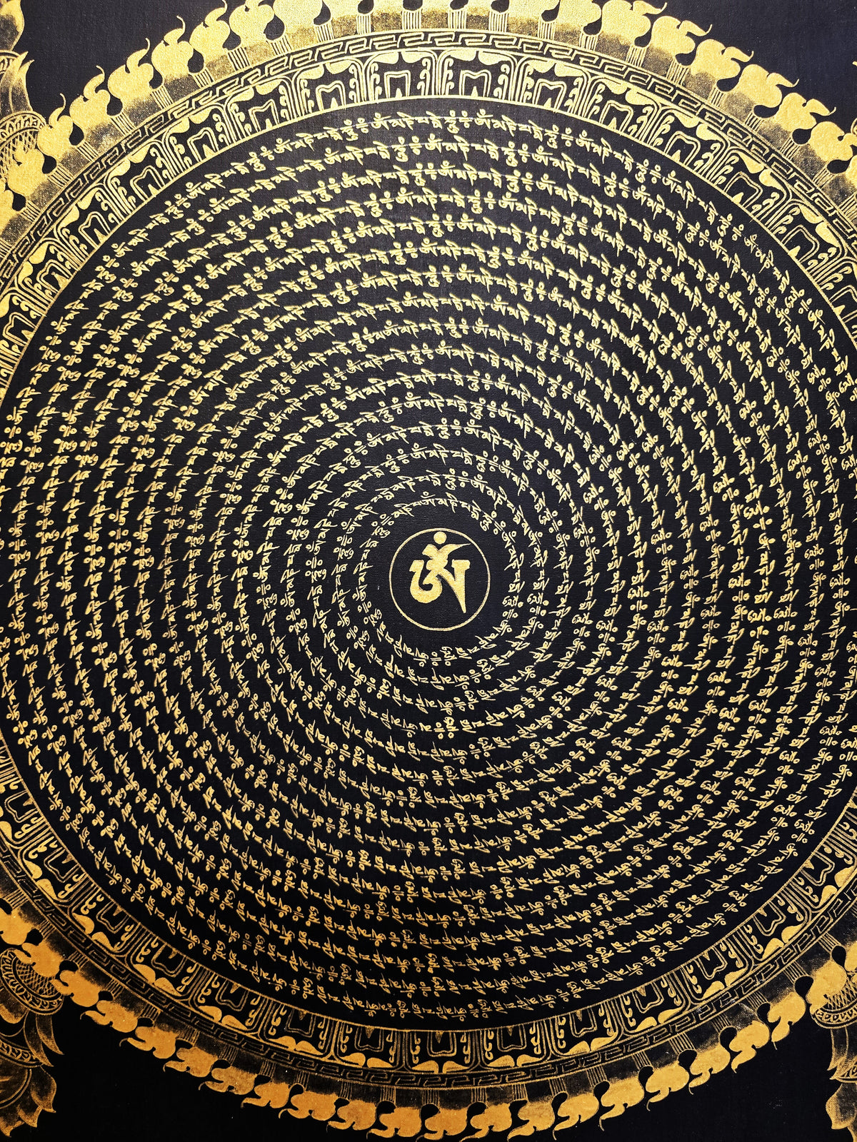 Original Hand-Painted Om Mani Padme Hum Mantra Mandala Thangka