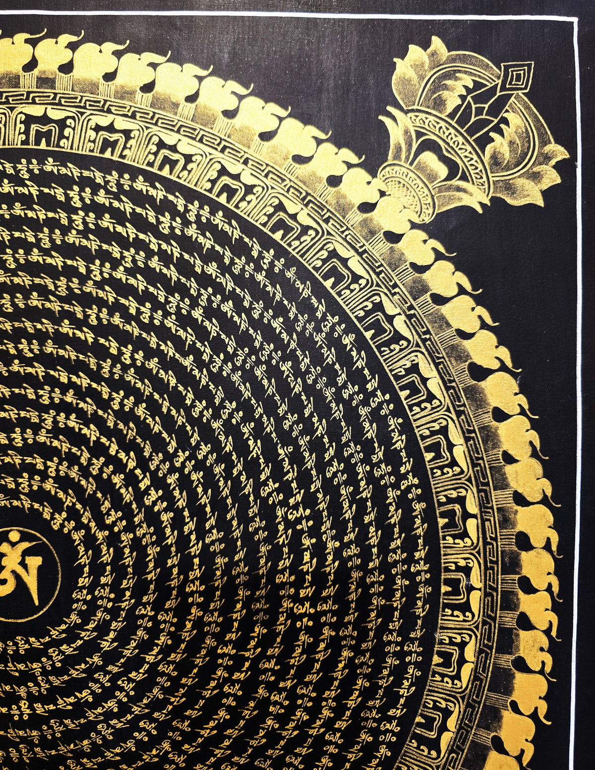 Original Hand-Painted Om Mani Padme Hum Mantra Mandala Thangka