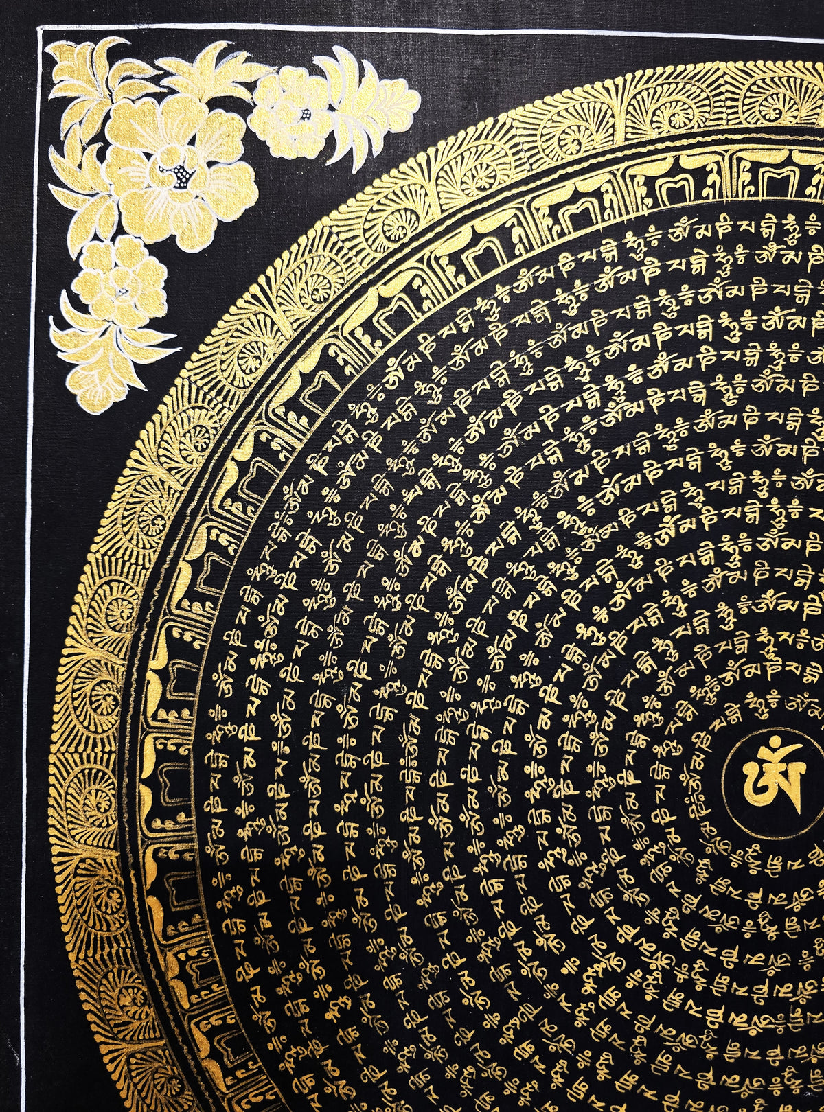 Original Hand-Painted Om Mani Padme Hum Mantra Mandala Thangka