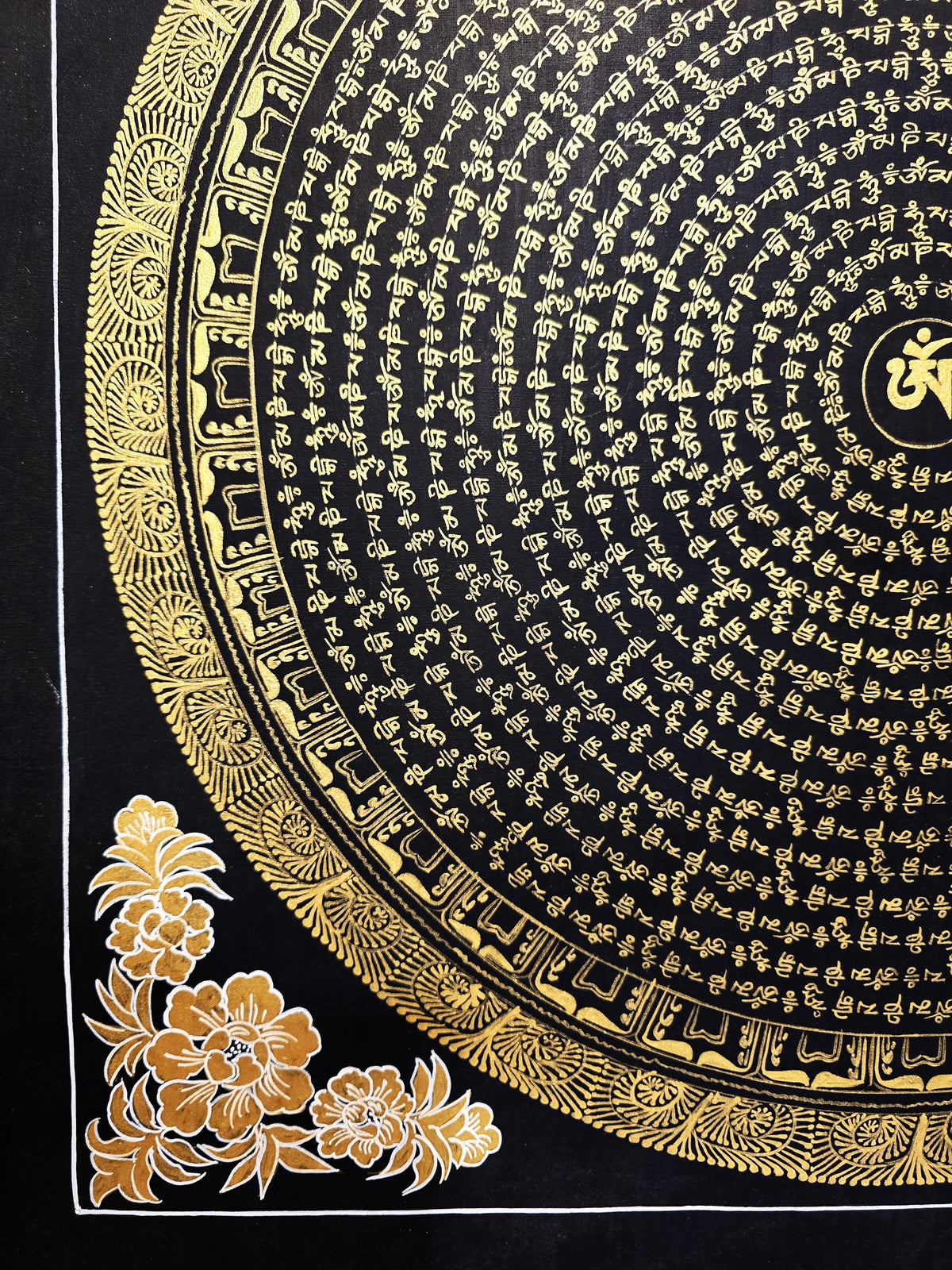 Original Hand-Painted Om Mani Padme Hum Mantra Mandala Thangka