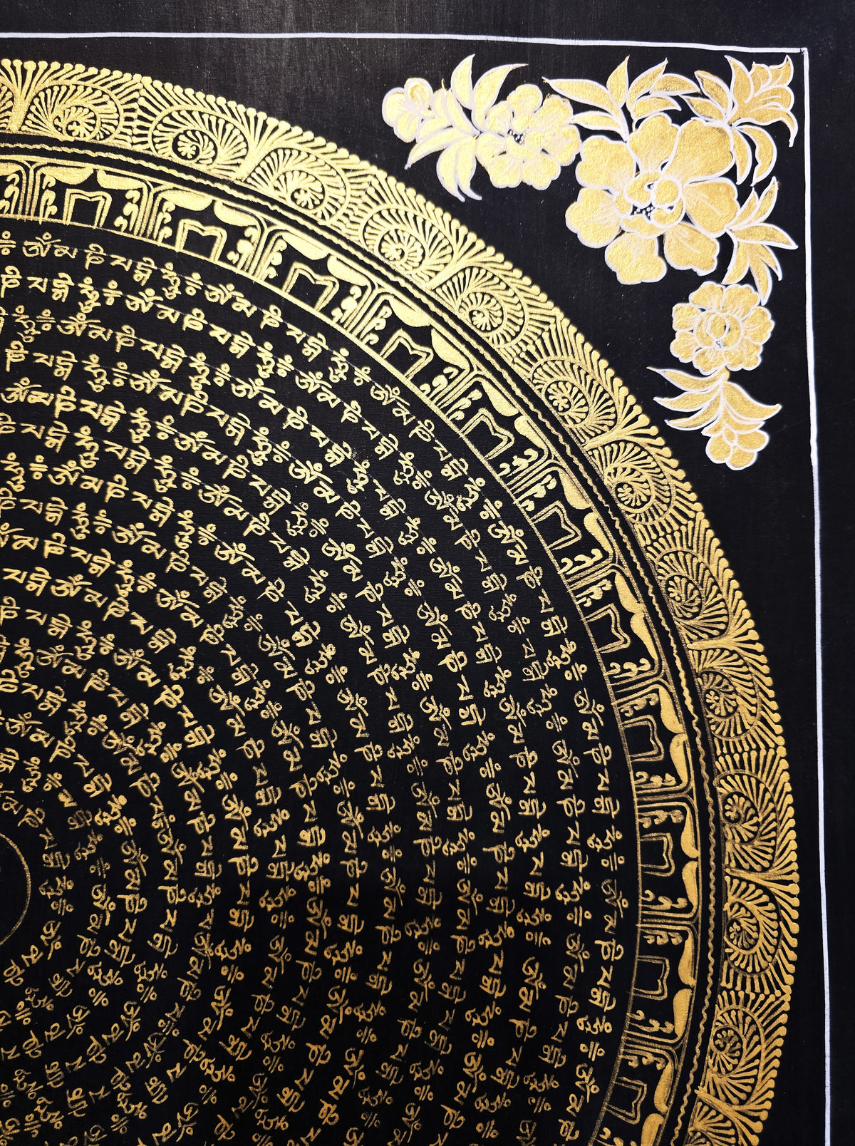 Original Hand-Painted Om Mani Padme Hum Mantra Mandala Thangka
