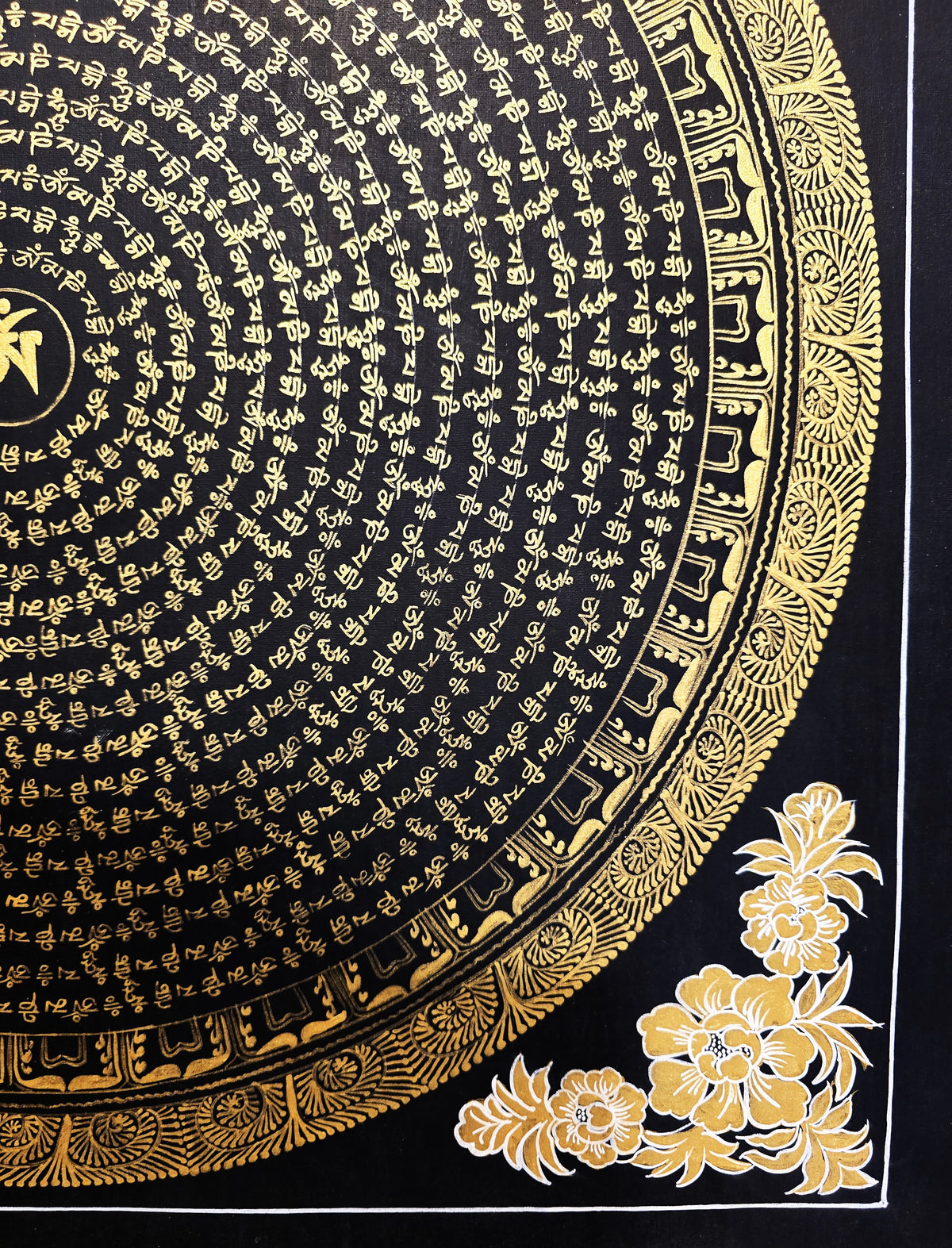 Original Hand-Painted Om Mani Padme Hum Mantra Mandala Thangka