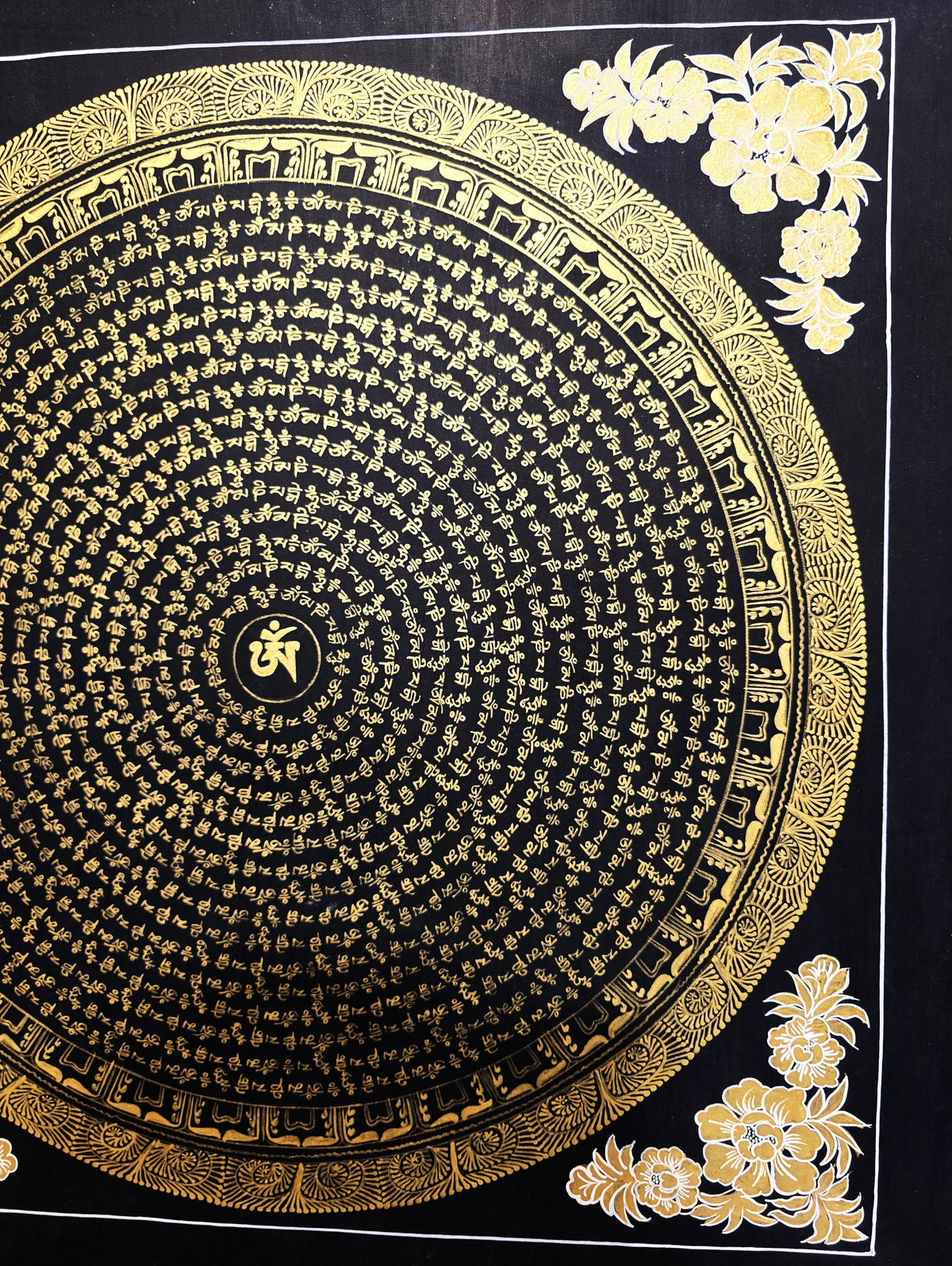 Original Hand-Painted Om Mani Padme Hum Mantra Mandala Thangka