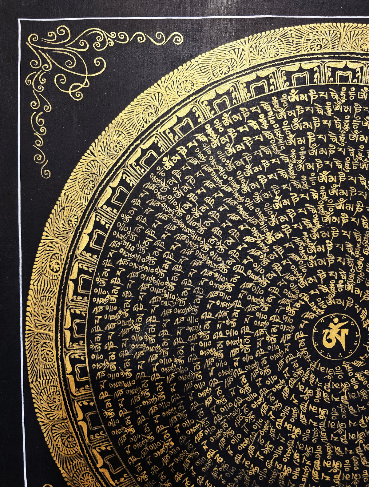 Original Hand-Painted Om Mani Padme Hum Mantra Mandala Thangka