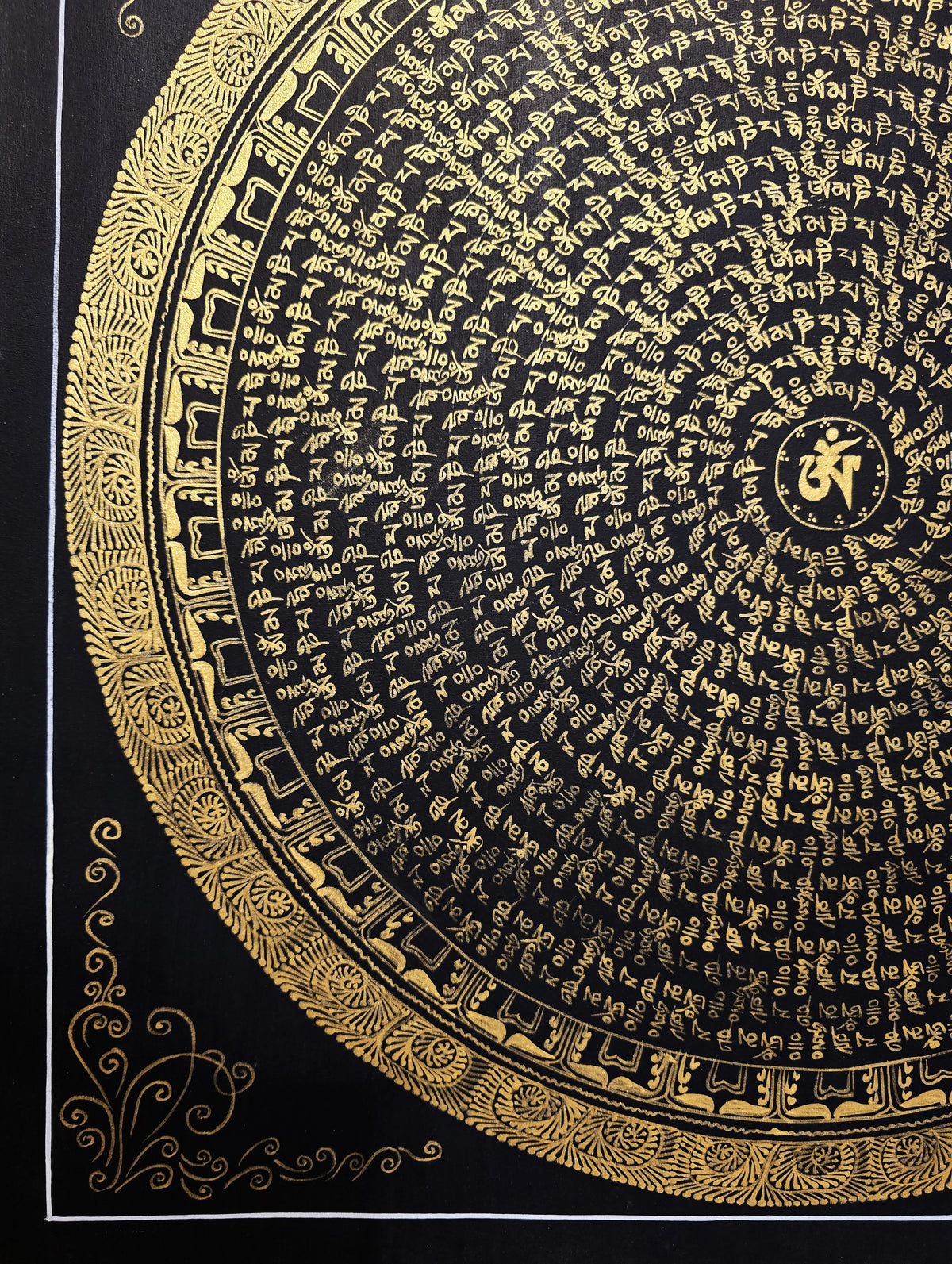 Original Hand-Painted Om Mani Padme Hum Mantra Mandala Thangka
