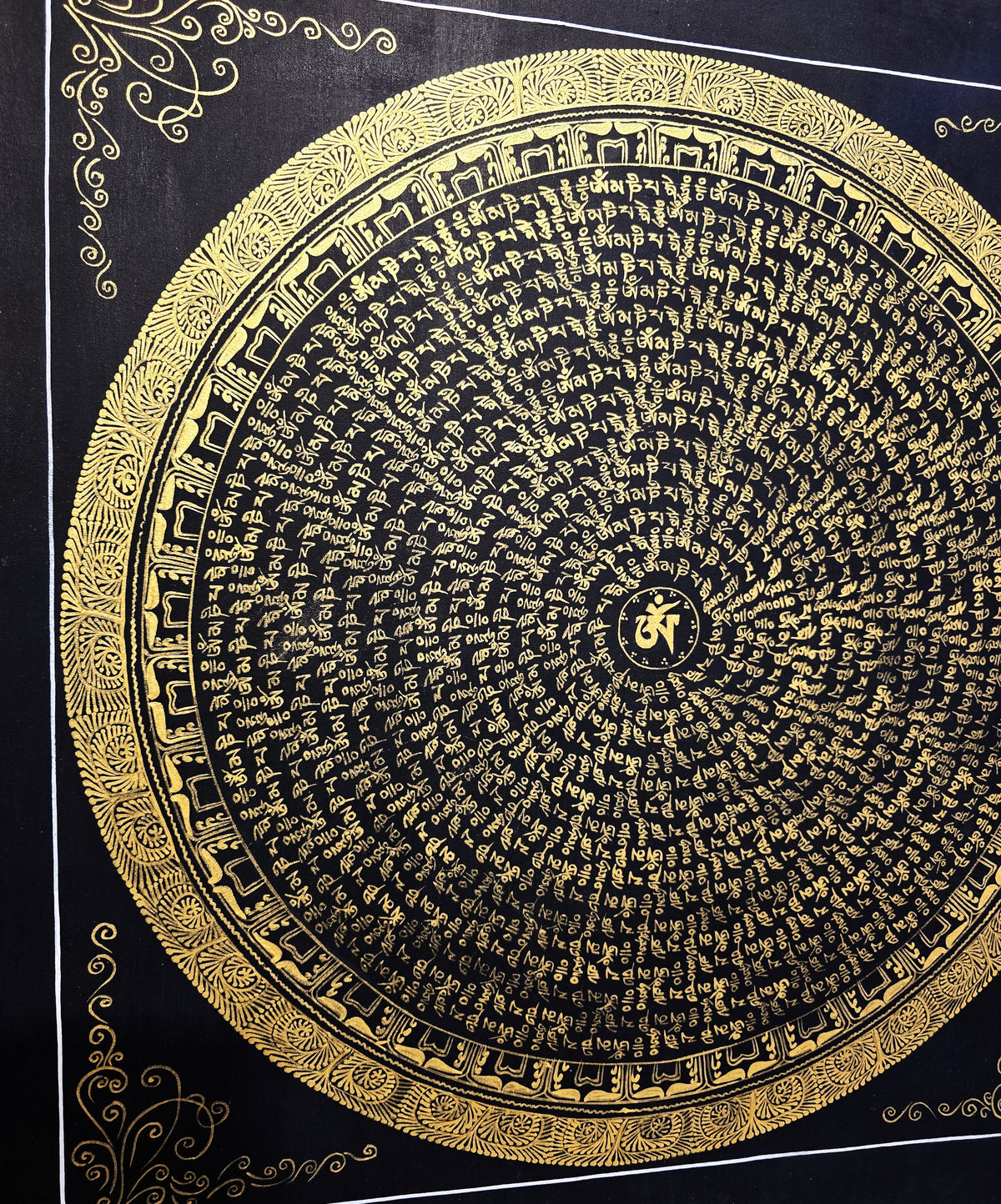 Original Hand-Painted Om Mani Padme Hum Mantra Mandala Thangka