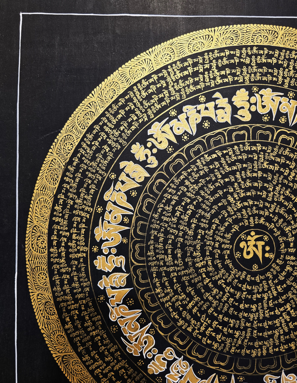 Original Hand-Painted Om Mani Padme Hum Mantra Mandala Thangka