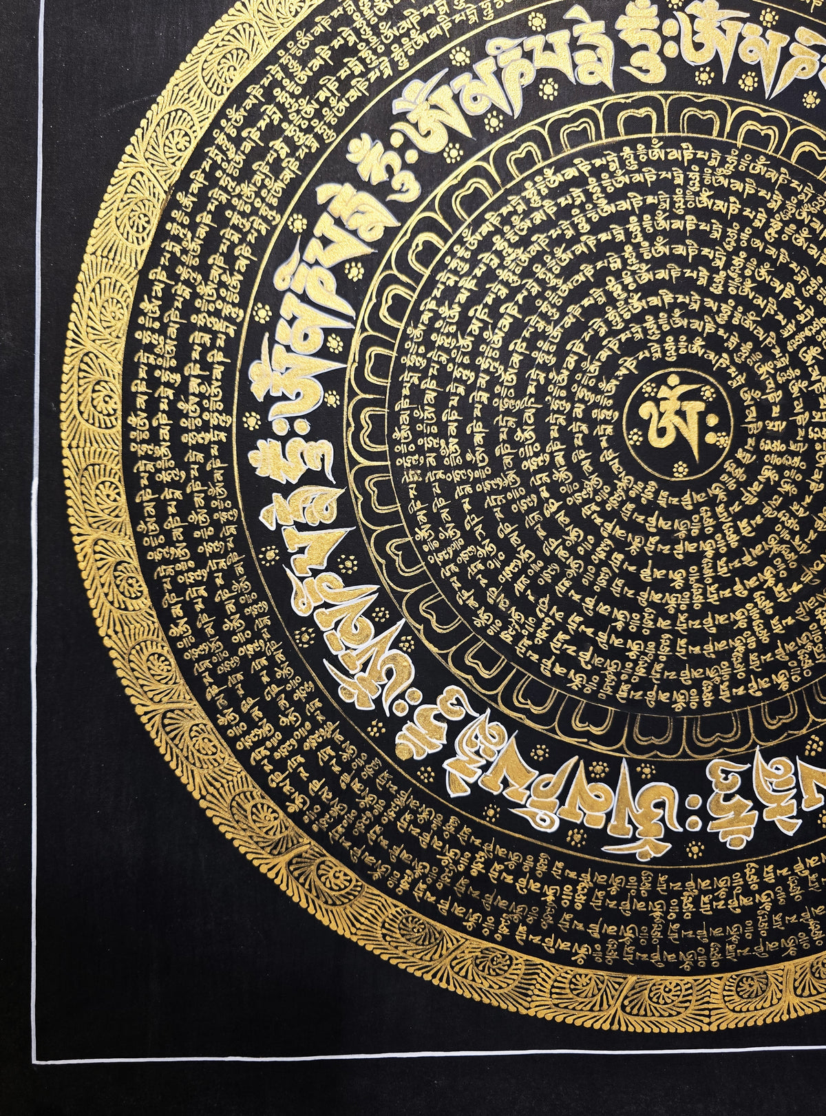 Original Hand-Painted Om Mani Padme Hum Mantra Mandala Thangka